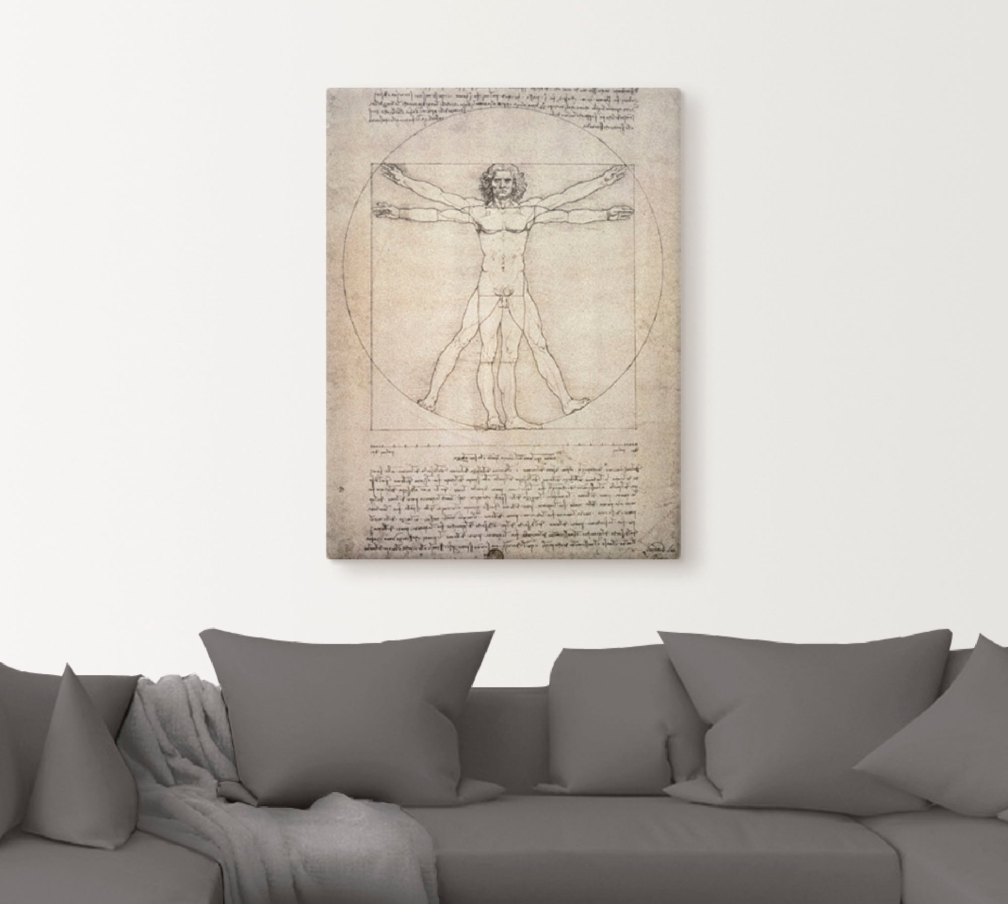 Artland Wandbild »Porportionszeichnung, nach Vitruv. 1490«, Mann, (1 St.), als Leinwandbild, Poster in verschied. Größen