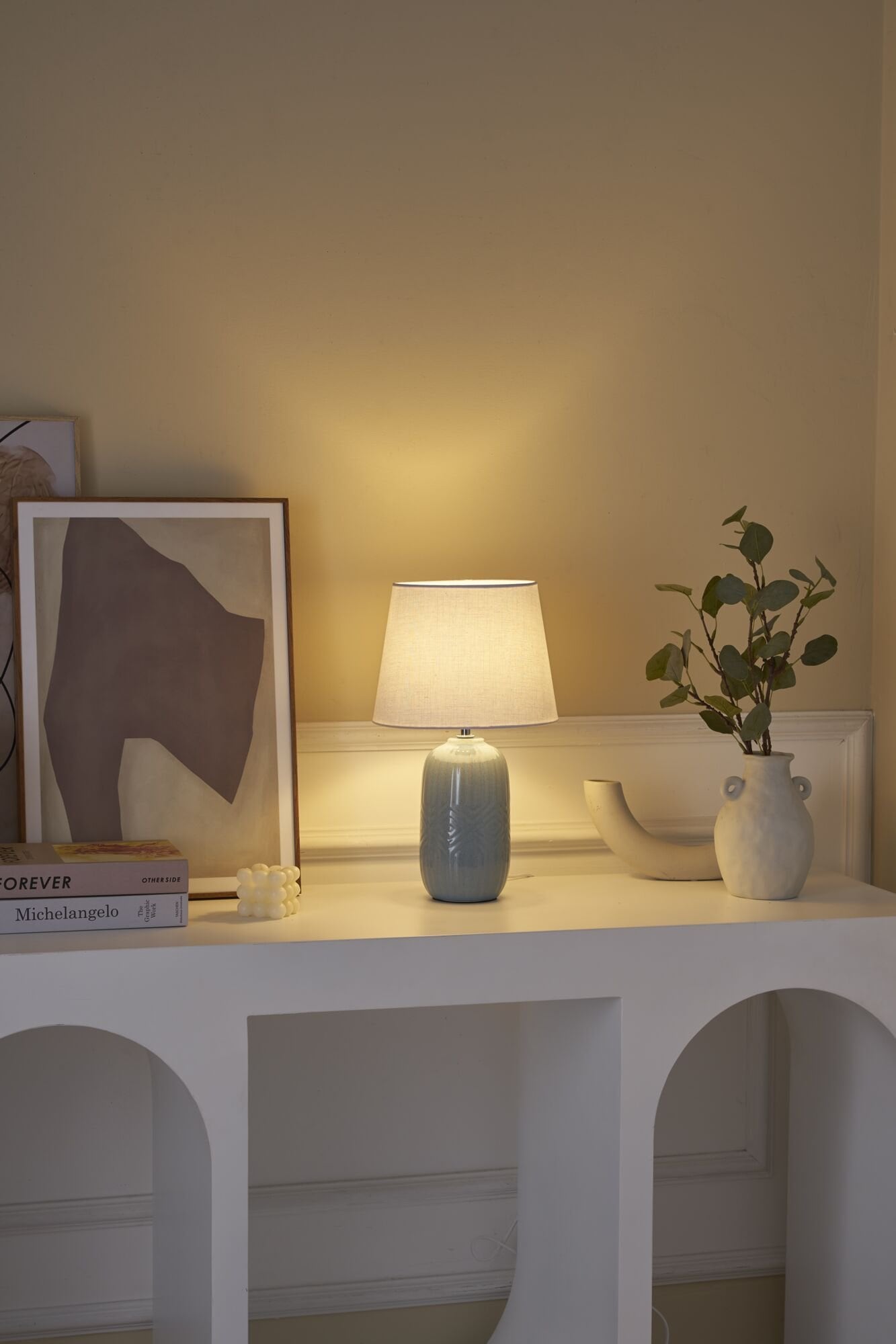 Pauleen Tischleuchte »Glowing Hug max20W Blau/Beige 230V Stoff/Keramik«, 1 günstig online kaufen