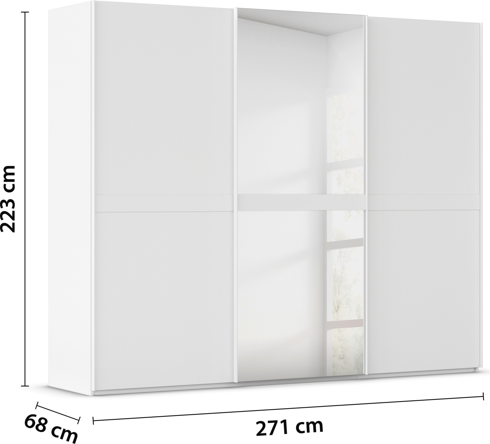 rauch Schwebetürenschrank »Kleiderschrank Schrank Garderobe Schlafzimmerschrank SCALE-LINE«, edle Optik mit Bauchbinde in Korpusfarbe mit Spiegel MADE IN GERMANY