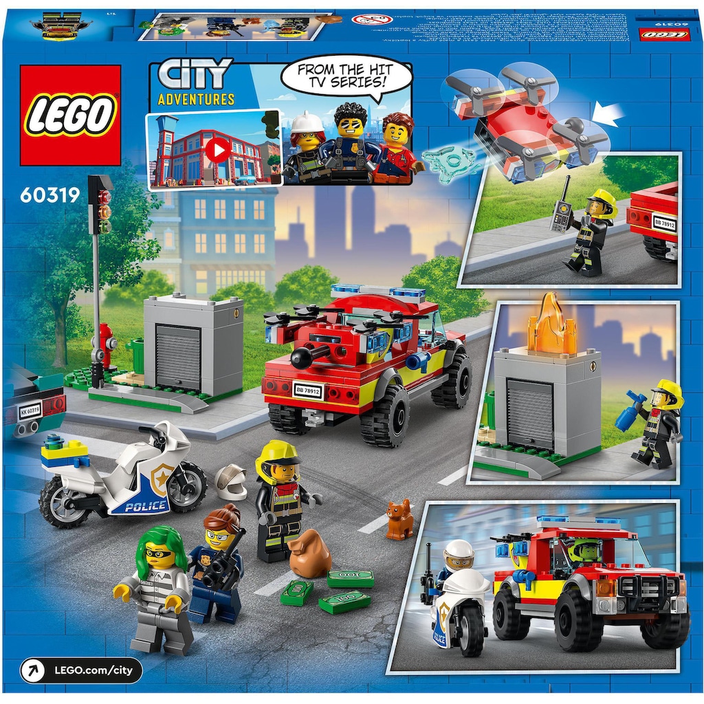 LEGO® Konstruktionsspielsteine »Löscheinsatz und Verfolgungsjagd (60319), LEGO® City«, (295 St.)