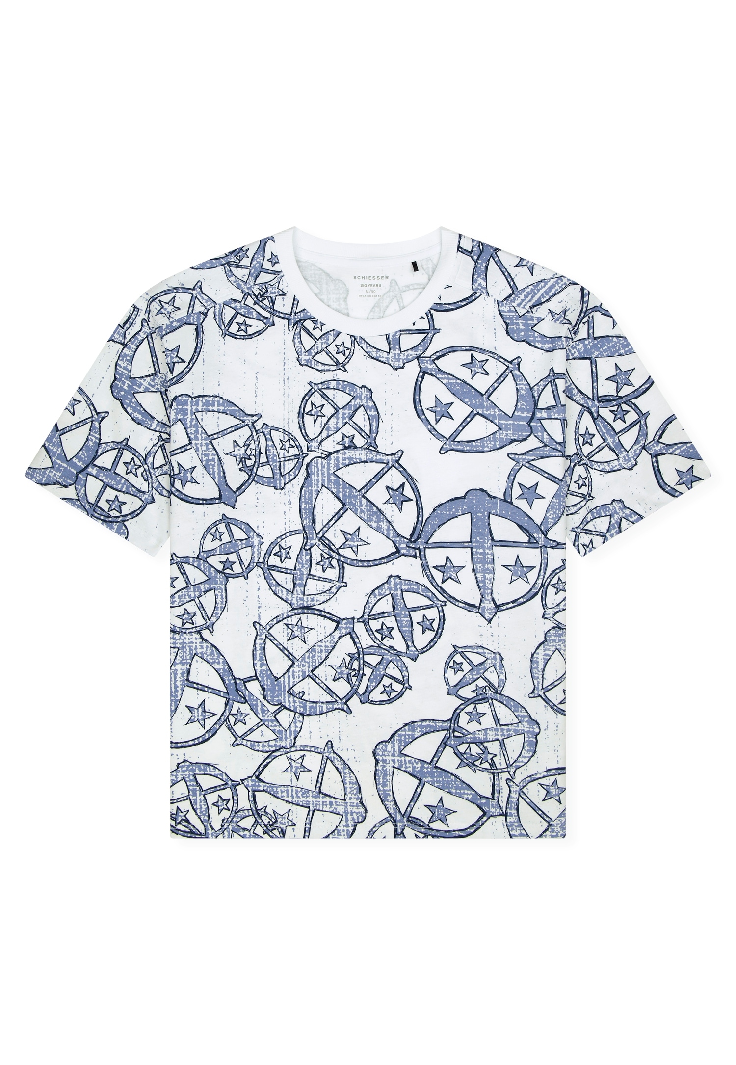 Schiesser Kurzarmshirt »SCHIESSER 150 YEARS«, Rundhalsausschnitt, Baumwolle, Allover-Print