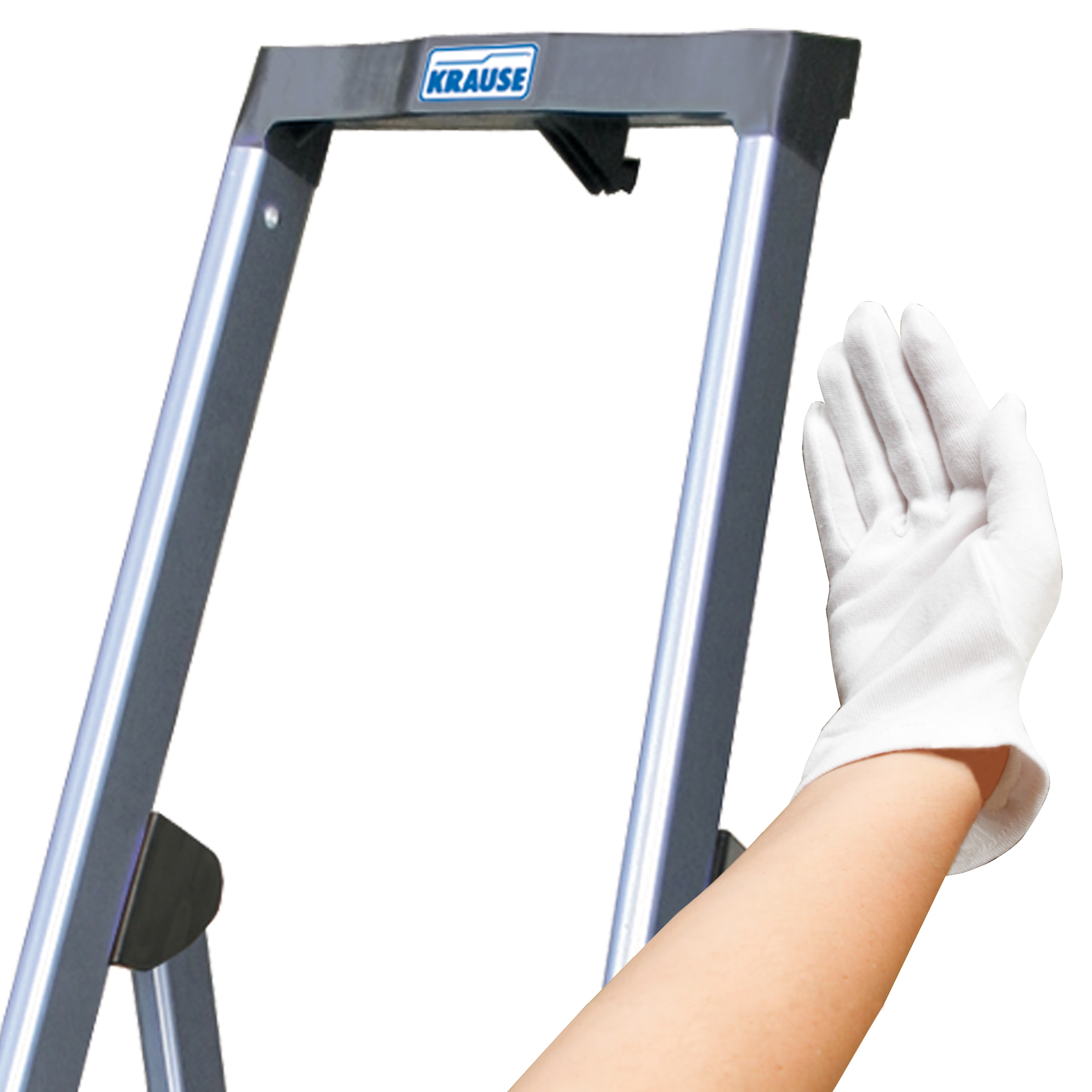KRAUSE Stehleiter »Securo«, Alu eloxiert, 1x8 Stufen, Arbeitshöhe ca. 370 cm