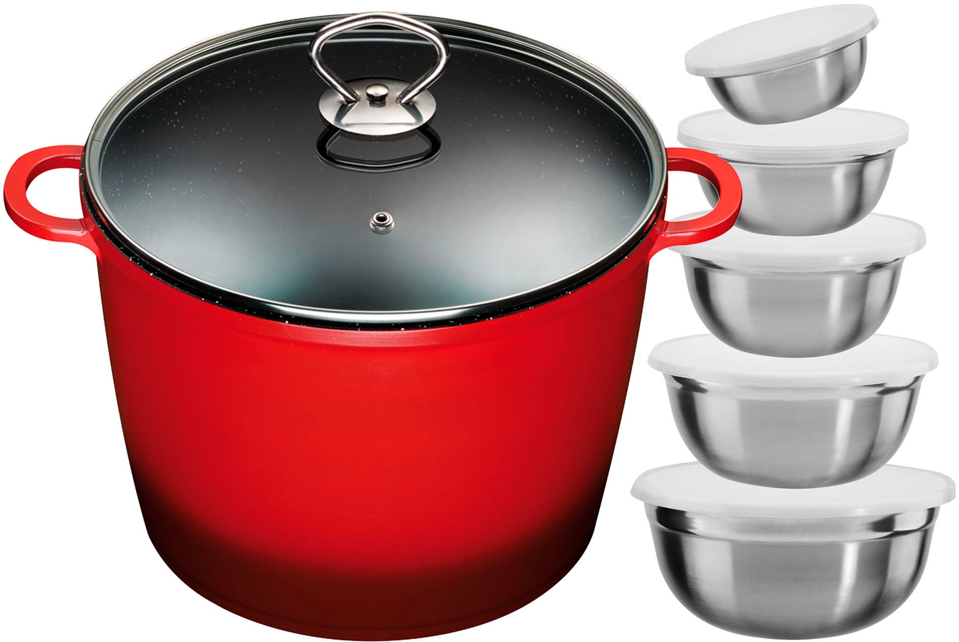 KING Suppentopf Aluminiumguss Set, 12 tlg. Kochtopf 7LØ24cm+Glasdeckel, Ind günstig online kaufen