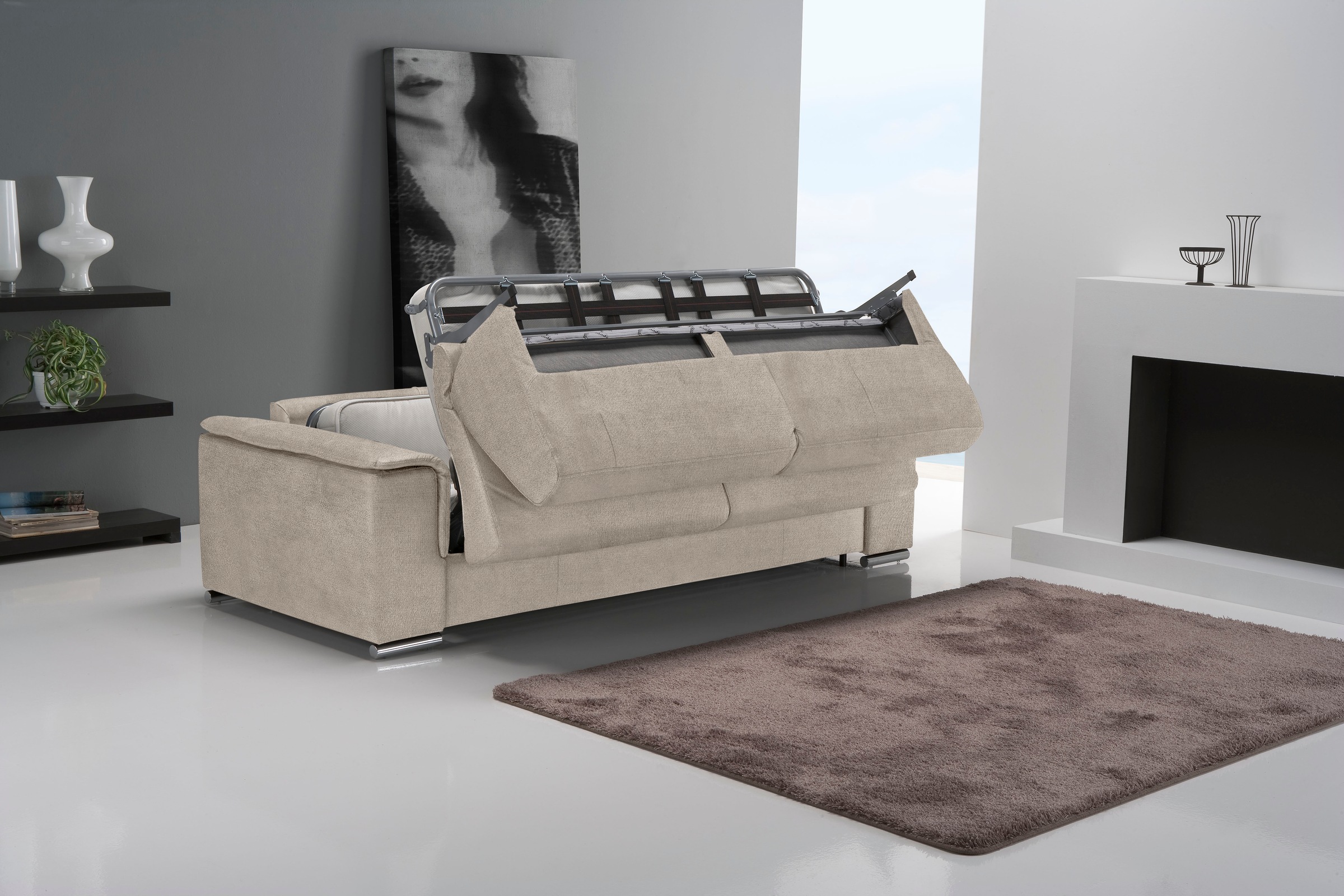 Egoitaliano Schlafsofa »Cecilia, modern & elegant, erstklassiger Sitzkomfort, Dauerschläfer«, inkl. Matratze und hochwertigem Metallbettrahmen, toller Schlafkomfort