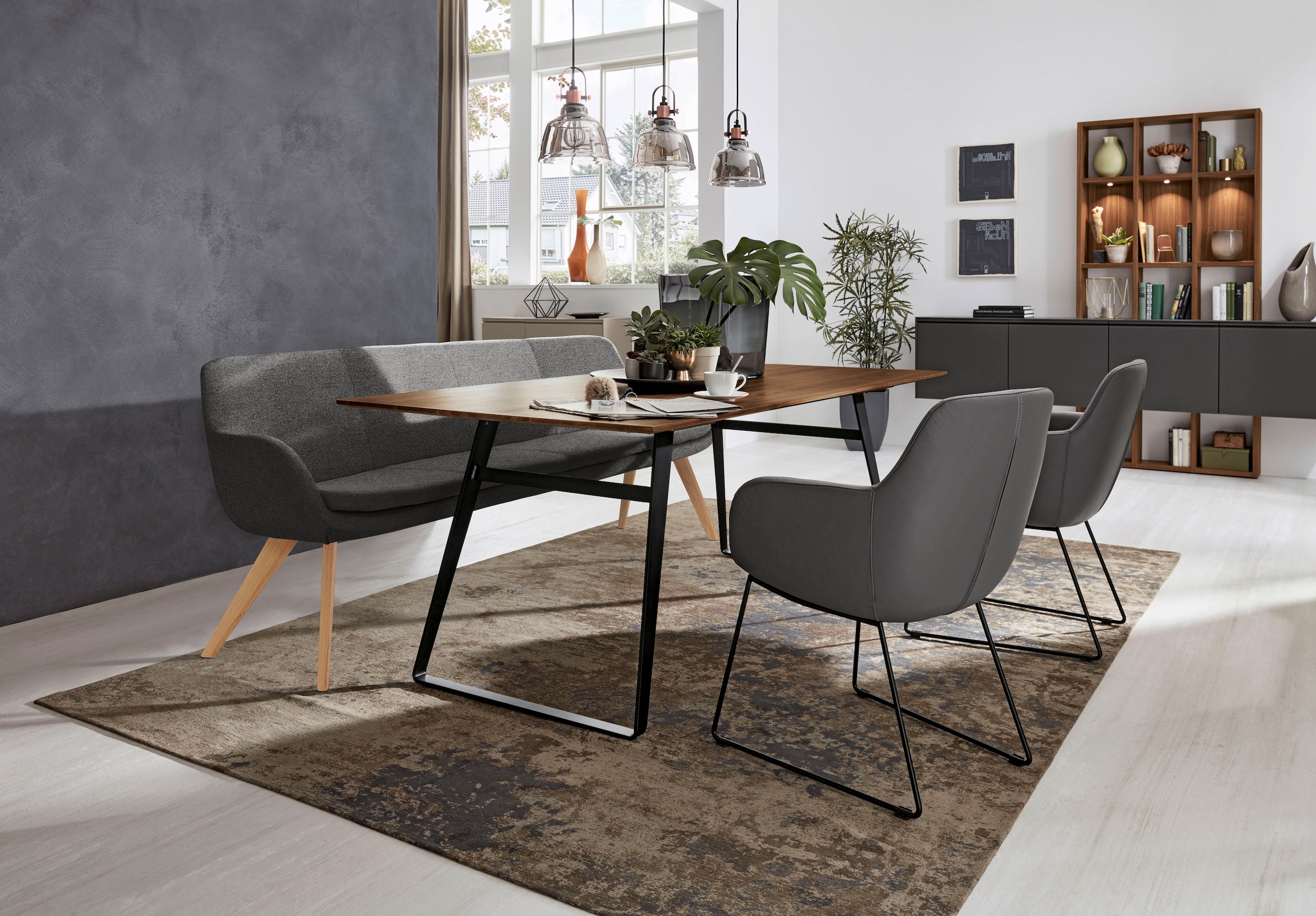 Musterring Essbank »Tavia«, Stativgestell aus Eiche bianco massiv, Breite 180, 200 oder 220 cm