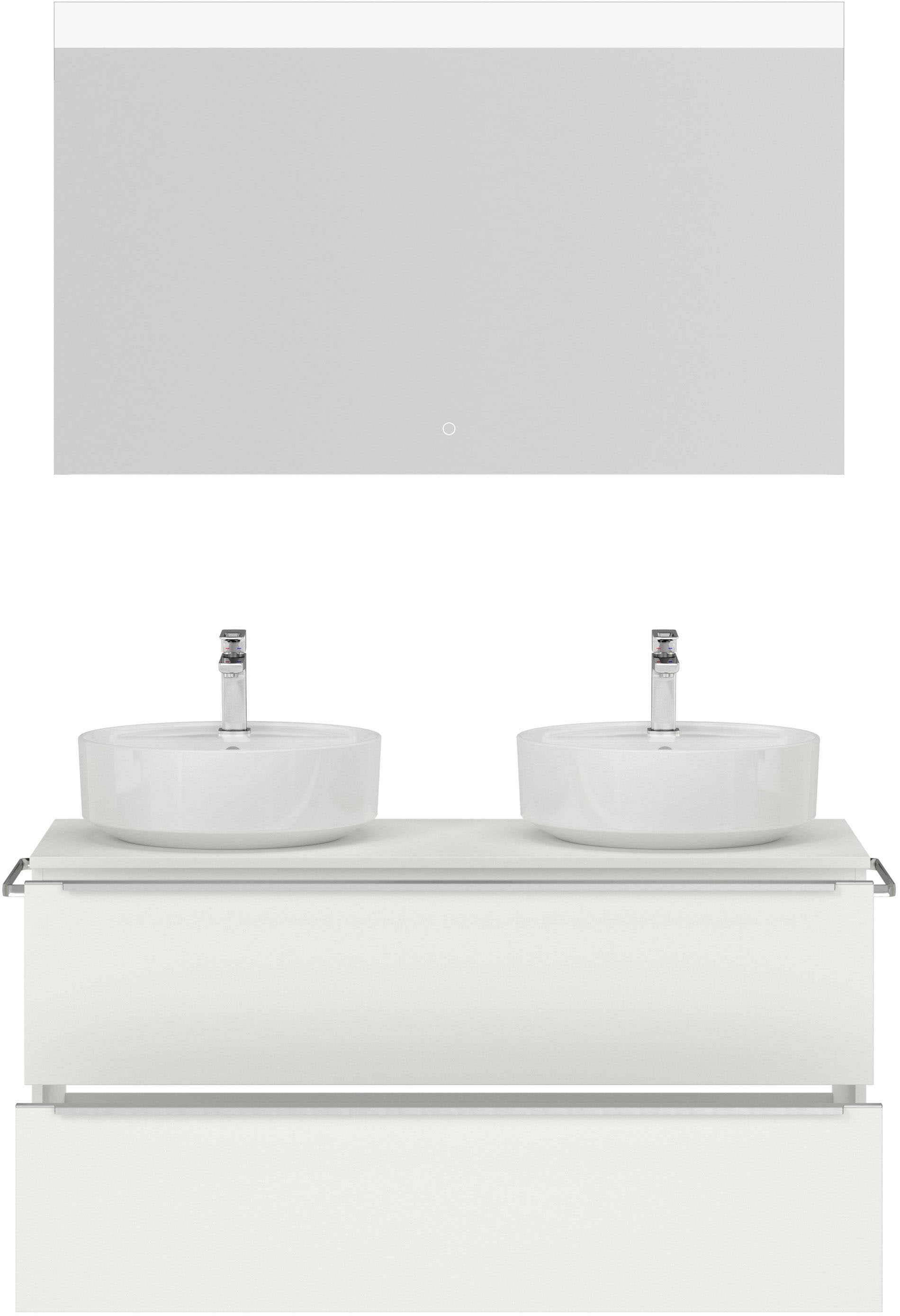 nobilia® Badmöbel-Set »Alvene«, (2 St., vormontiert, mit Soft-Close), inkl. Spiegel mit Touch-Sensor, in vier Breiten