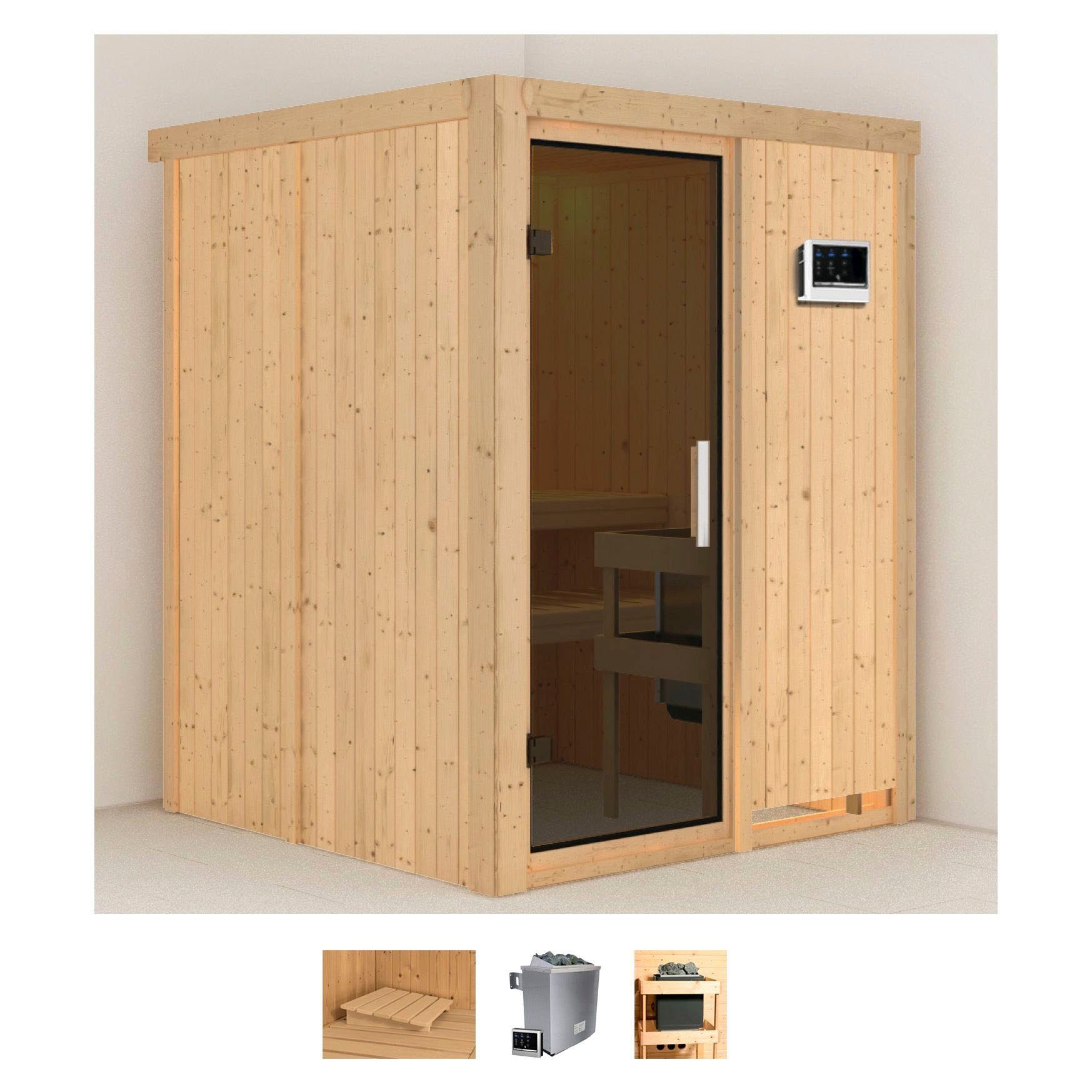 Karibu Sauna »Norin«, 9 KW-Ofen mit externer Steuerung