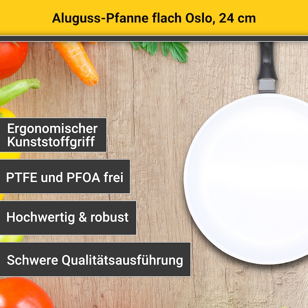 Krüger Bratpfanne »Aluguss Pfanne flach OSLO«, Aluminiumguss, (1 tlg.), für Induktions-Kochfelder geeignet