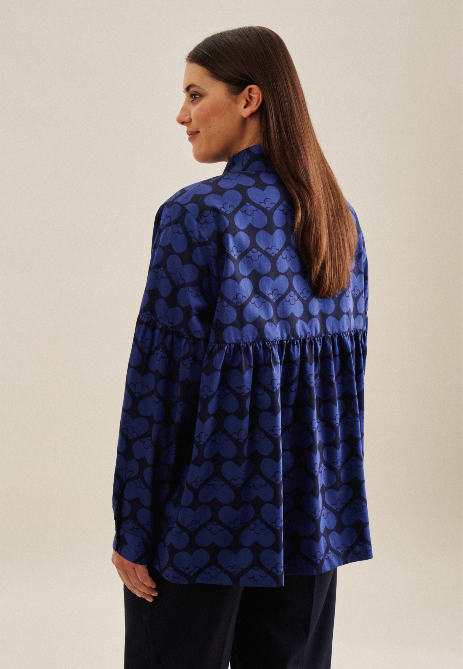seidensticker Hemdbluse »Schwarze Rose«, Langarm Kragen Druck