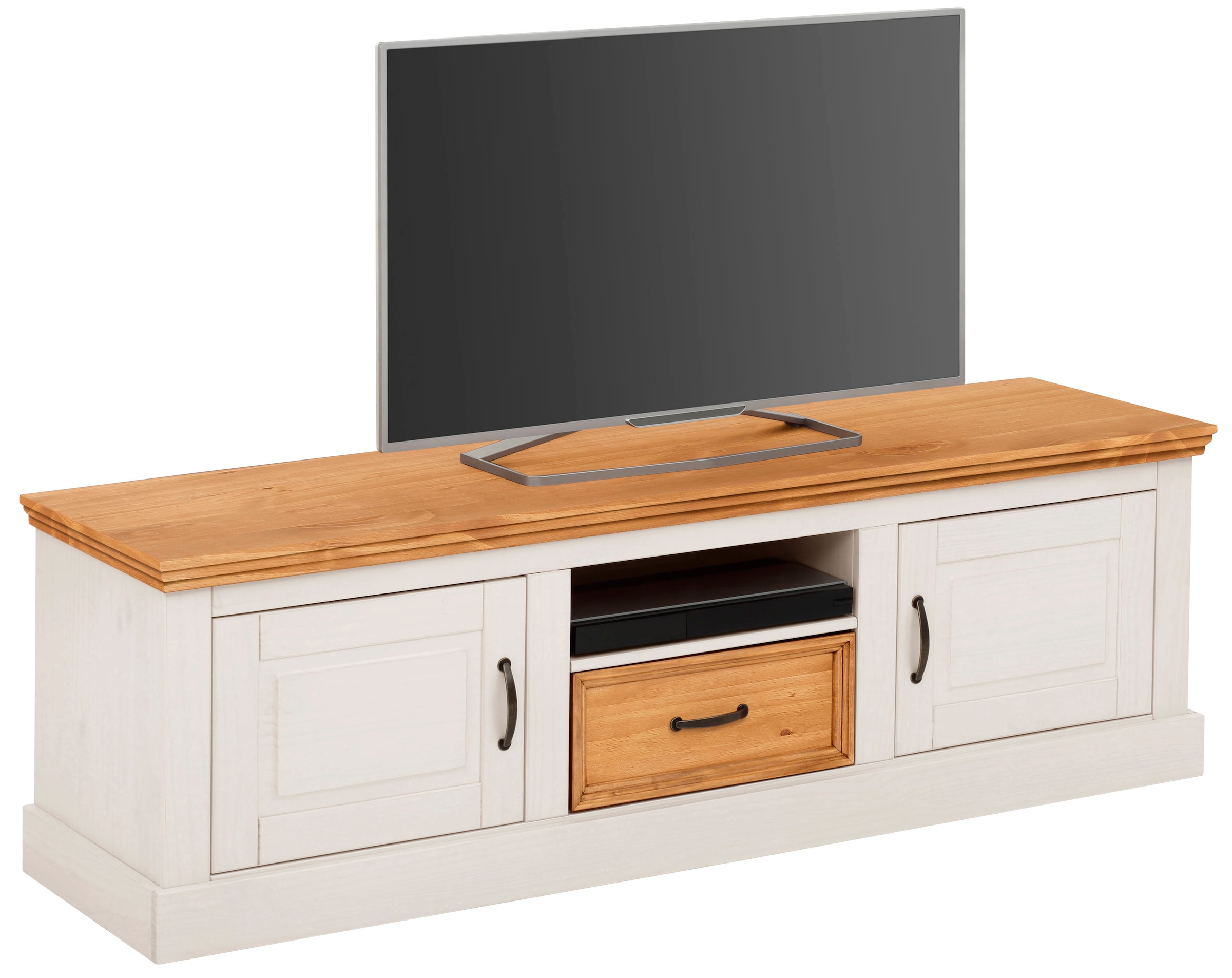 Home affaire Wohnwand »Selma«, (Set, 3 St.), 2 Vitrinen und 1 Lowboard, aus massivem Kiefernholz