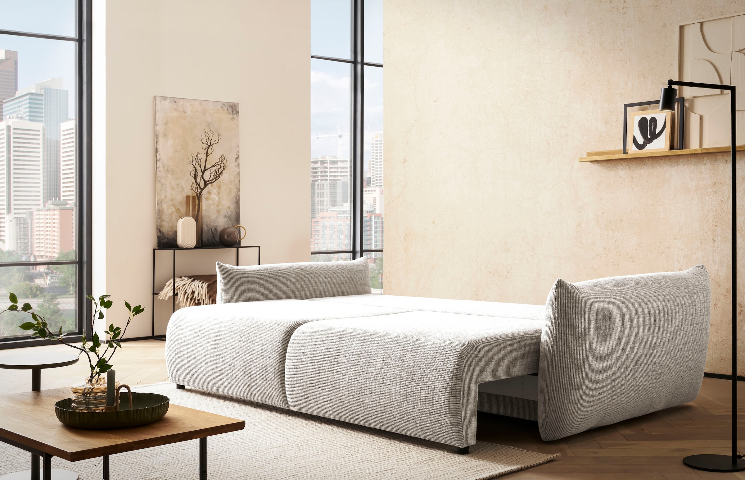 INOSIGN 3-Sitzer »MAVAS Schlafsofa mit Bettkasten«, ca.240/108cm (Liegefläche 212/145 cm), Cord, Chenille, Struktur
