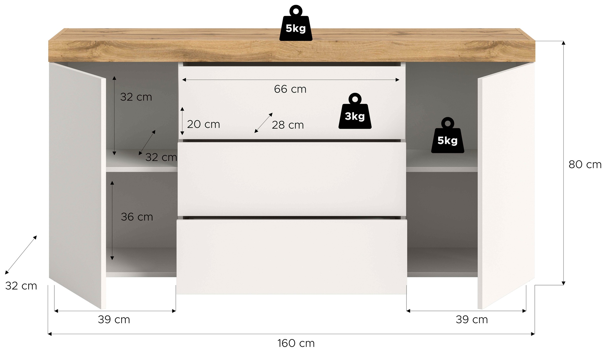 OTTO home Sideboard »MAMBO, Breite 160 cm, Höhe 80 cm« 1 Stk. tlg. Kommode, Anrichte, Wohnzimmer, Schlafzimmer