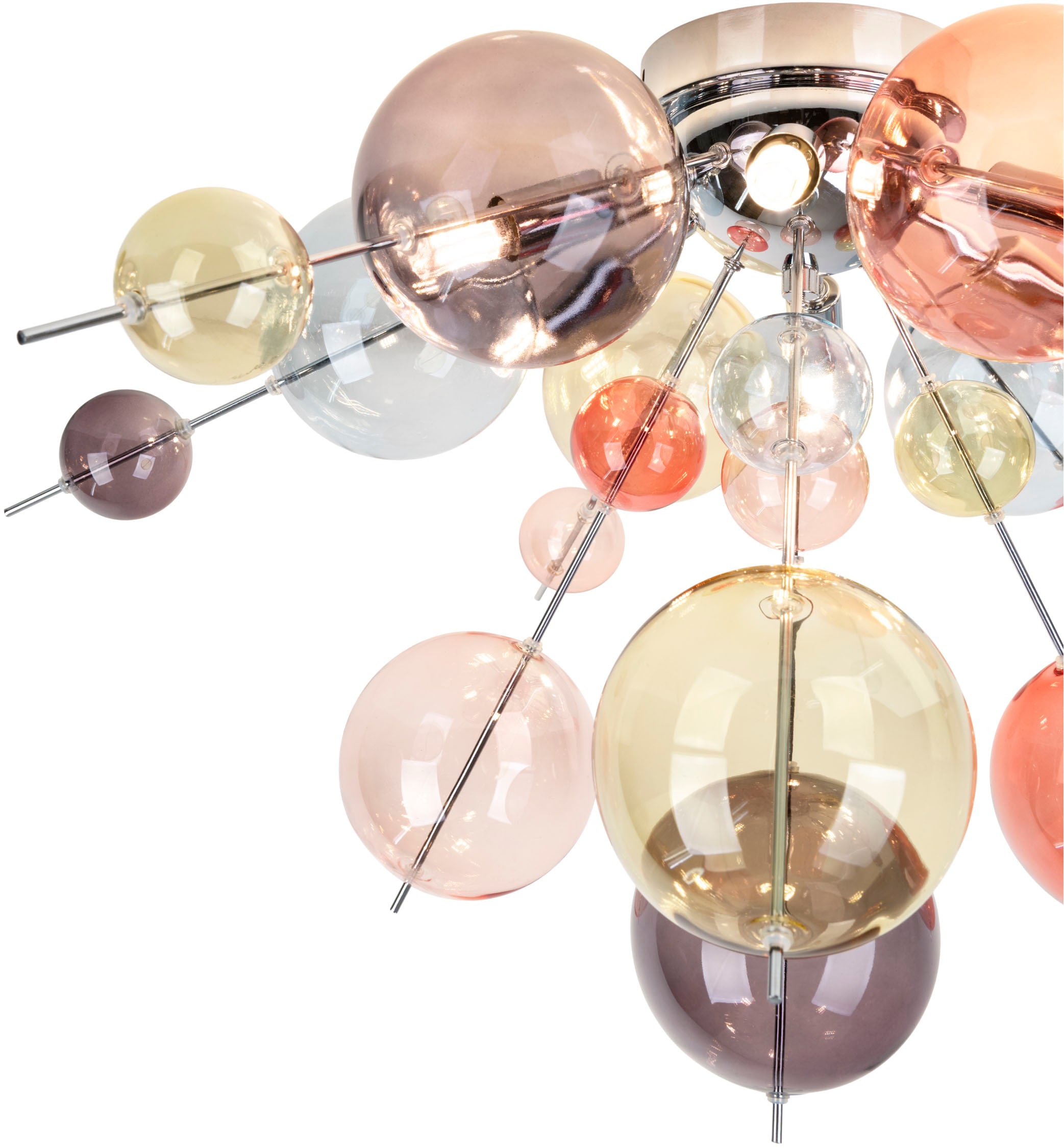 näve Deckenleuchten »Explosion« G9 1 Stk. kleine und große pastellfarbene Glaskugeln, 6x G9 exkl., D: 57cm
