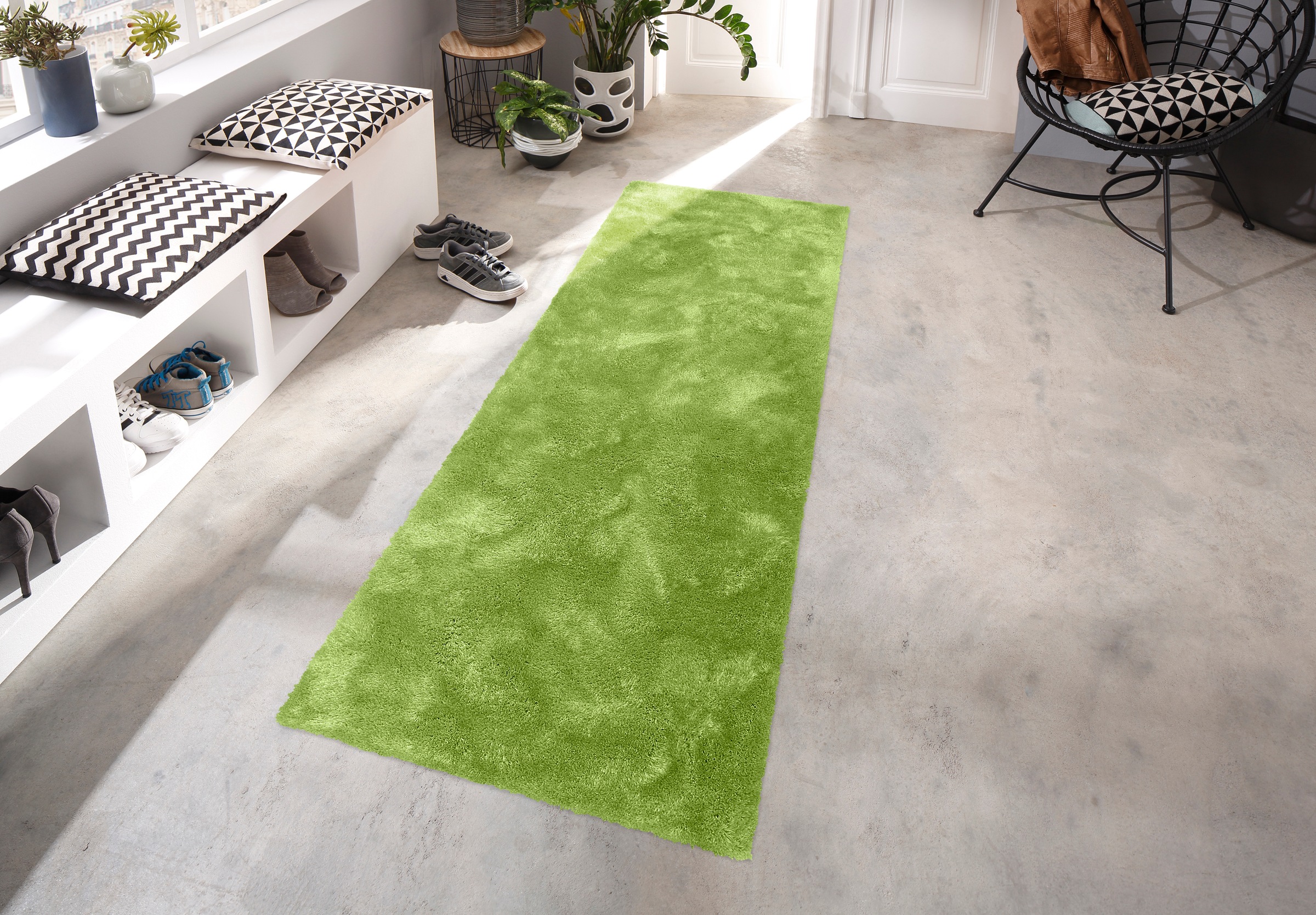 Bruno Banani Hochflor-Läufer »Dana Teppich, Kundenliebling«, rechteckig, 30 mm Höhe, Brücke, uni, weich, Mikrofaser, Diele, Flur, Wohnzimmer, Schlafzimmer