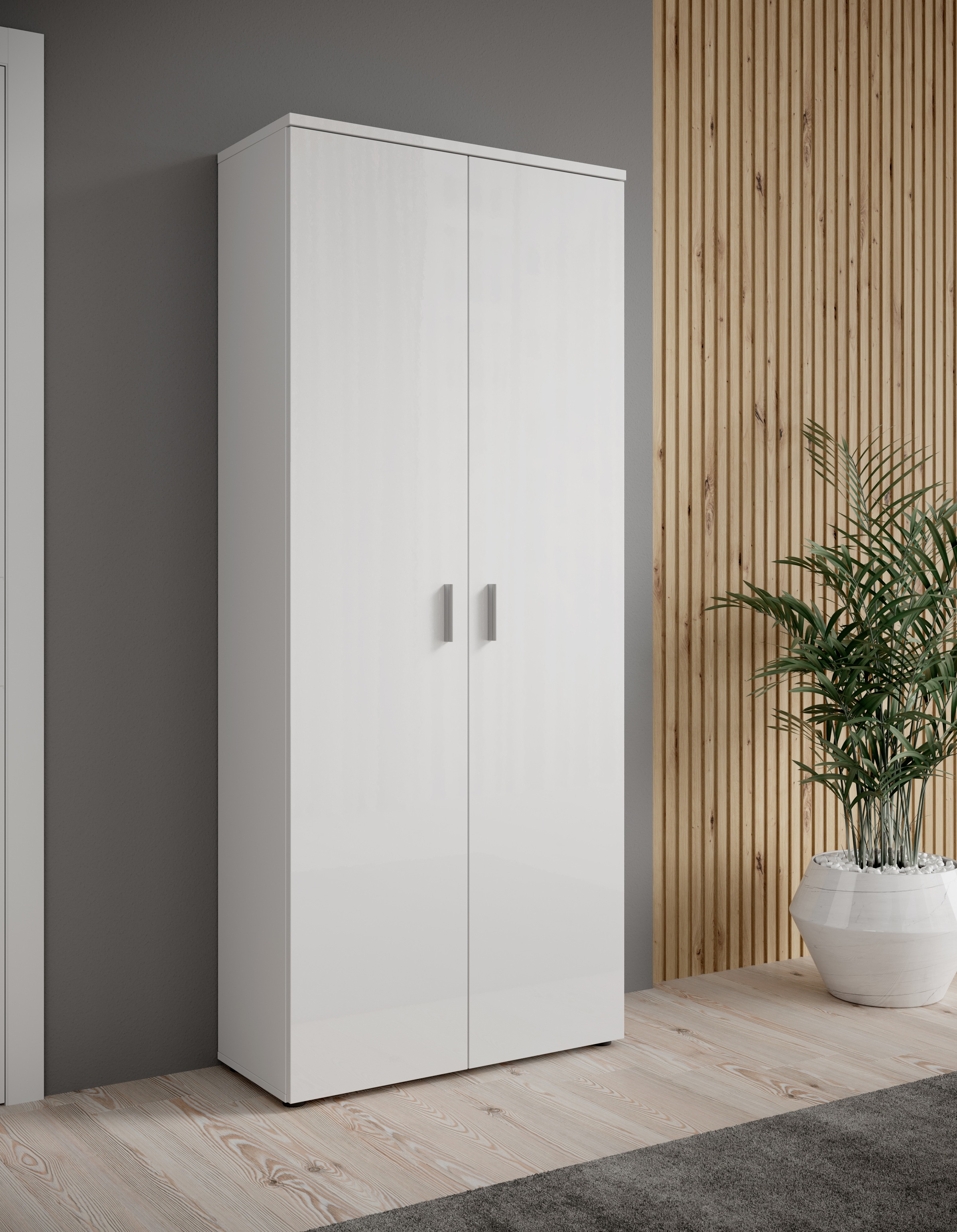 HBZ Schuhschrank »Lincoln weiß Glanz, BxHxT 80x190x35 cm« 1 Stk. tlg. Schuh günstig online kaufen