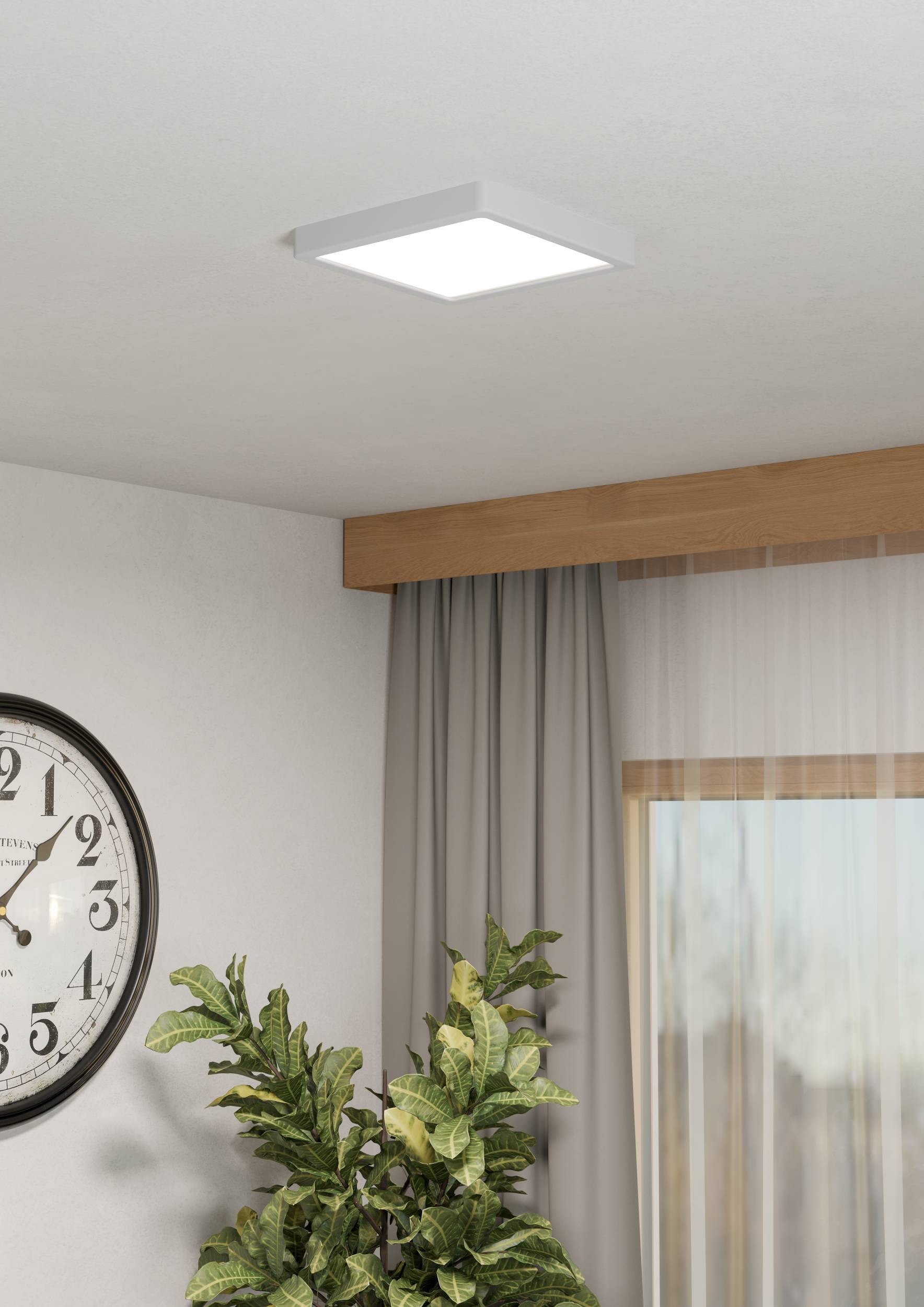 EGLO Aufbauleuchte »Fueva 6-Z Deckenlampe, ZigBee, App und Sprachsteuerung, Badlampe, IP44« LED-Modul 1 Stk. Kaltweiß | RGB Aufbauleuchte - L22 x B22 x H2,5 cm - weiß - 10,5W inkl.