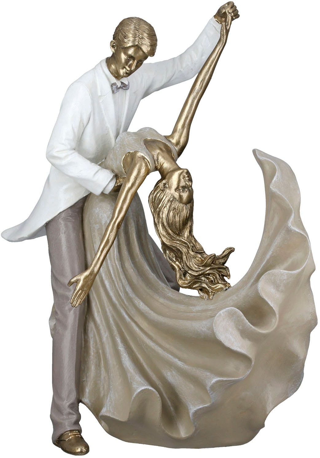 Dekofigur GILDE "Figur Tänzer Salsa goldfarben", goldfarben, B:28,5cm H:28cm T:14cm