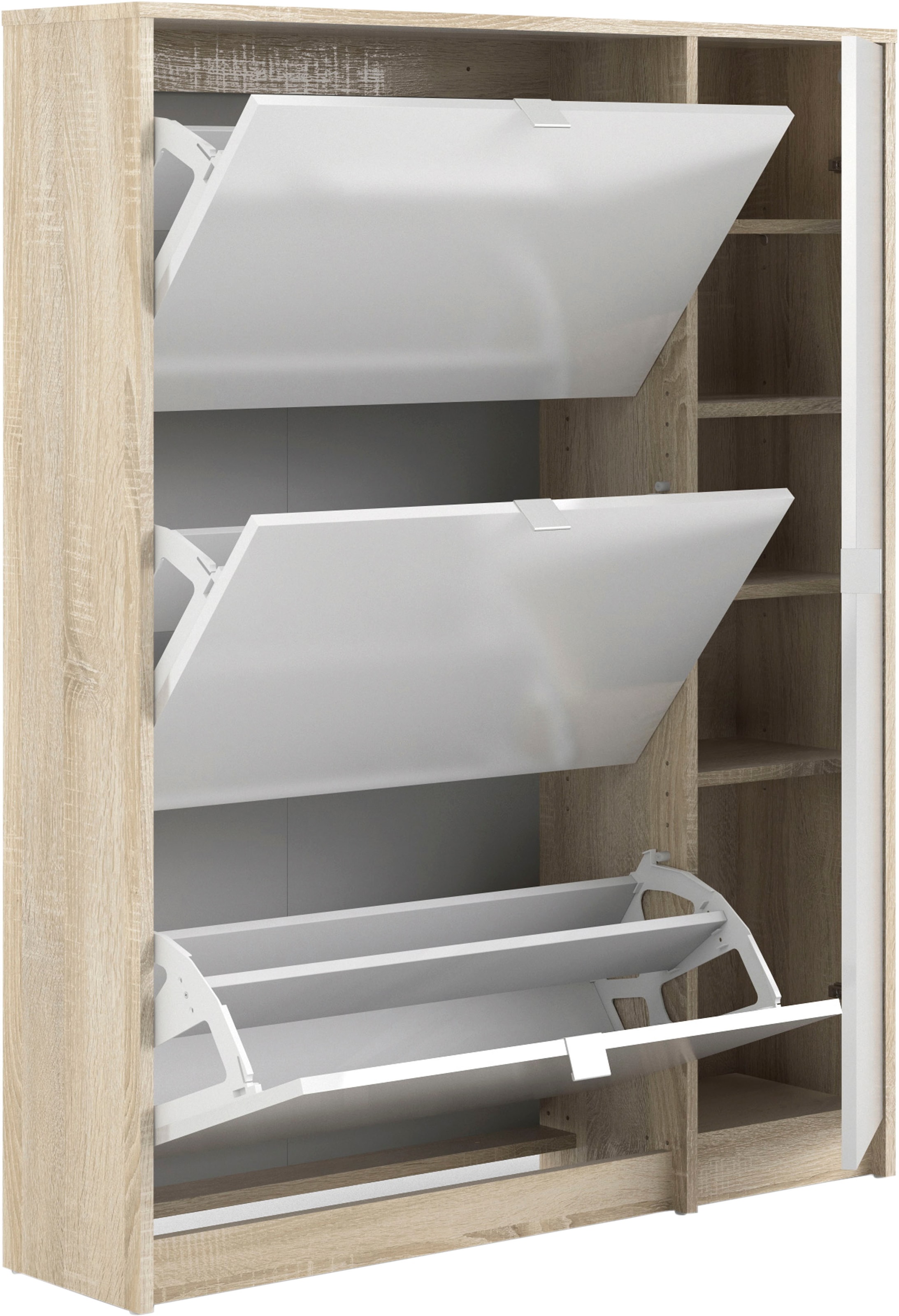 INOSIGN Schuhschrank »Shoes Schuhaufbewahrung, Schuhkommode, Schuhregal,«, mit 3 Klappen, 2 Böden und 1 Tür, Breite99 cm, Höhe 123 cm