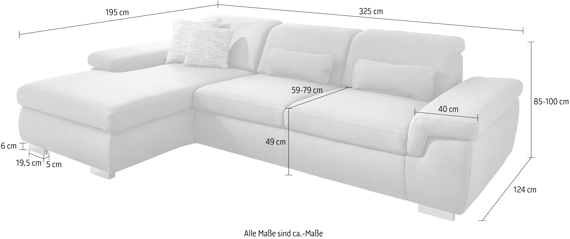Die PlanBar Ecksofa »MP-IN17041 L-Form«, mit Sitztiefenverstellung, optional Kopfteilverstellung & Bettfunktion