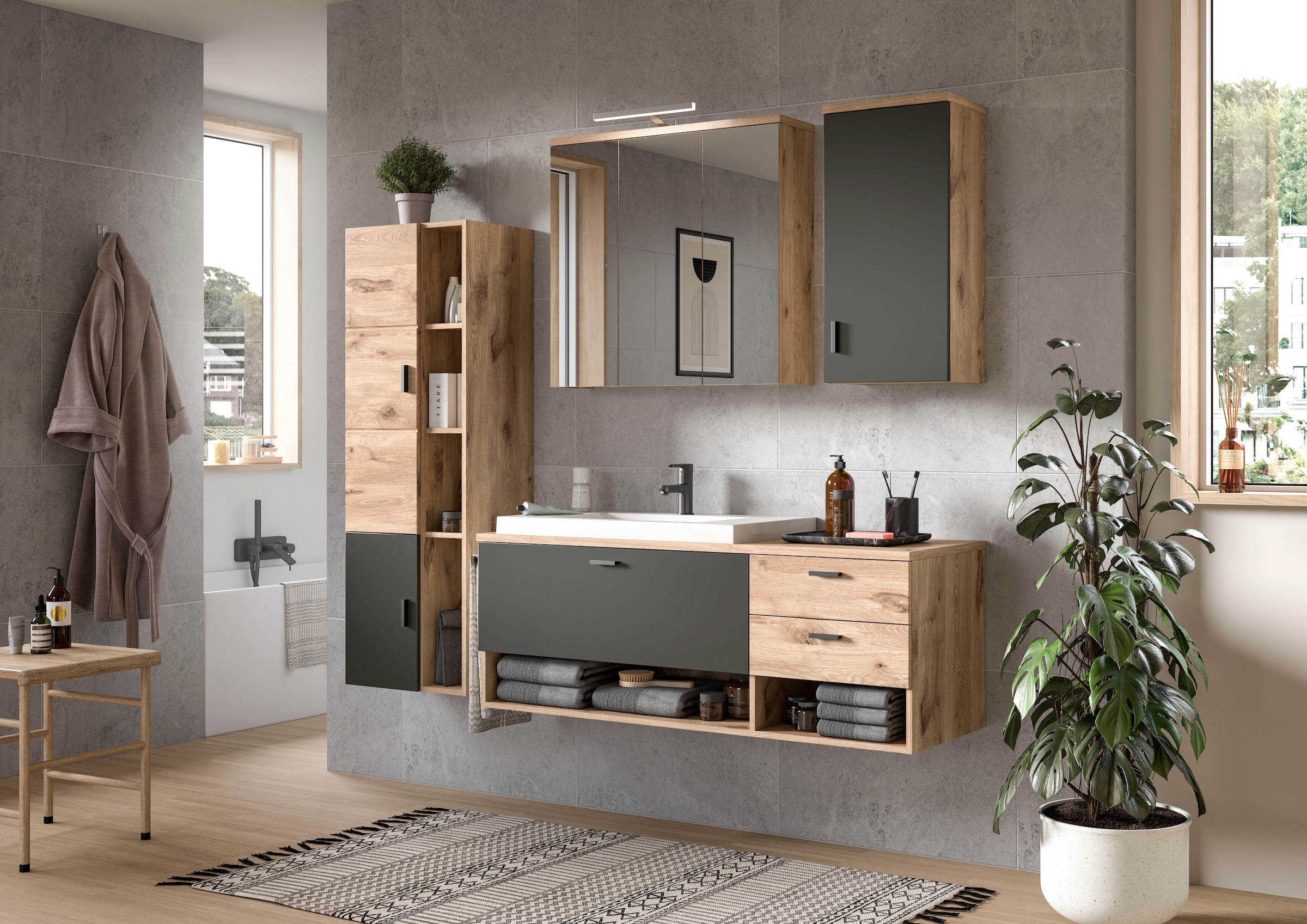 welltime Hängeschrank »Dolo, Breite 37 cm, 1 Tür (Türanschlag wechselbar), 1 Einlegeböden«, (1 St.), Badmöbel, Badschrank, Schrank, Wandschrank, Bad, Badezimmer