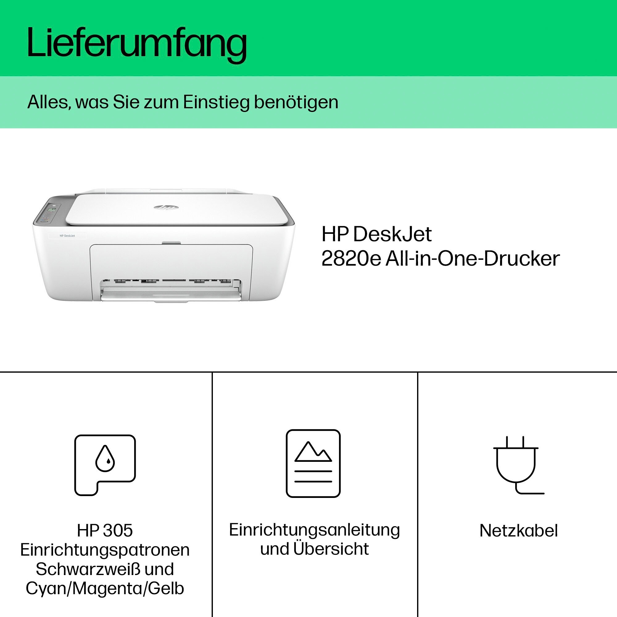 HP Multifunktionsdrucker »DeskJet 2820e«, 3 Monate gratis Drucken mit HP Instant Ink inklusive