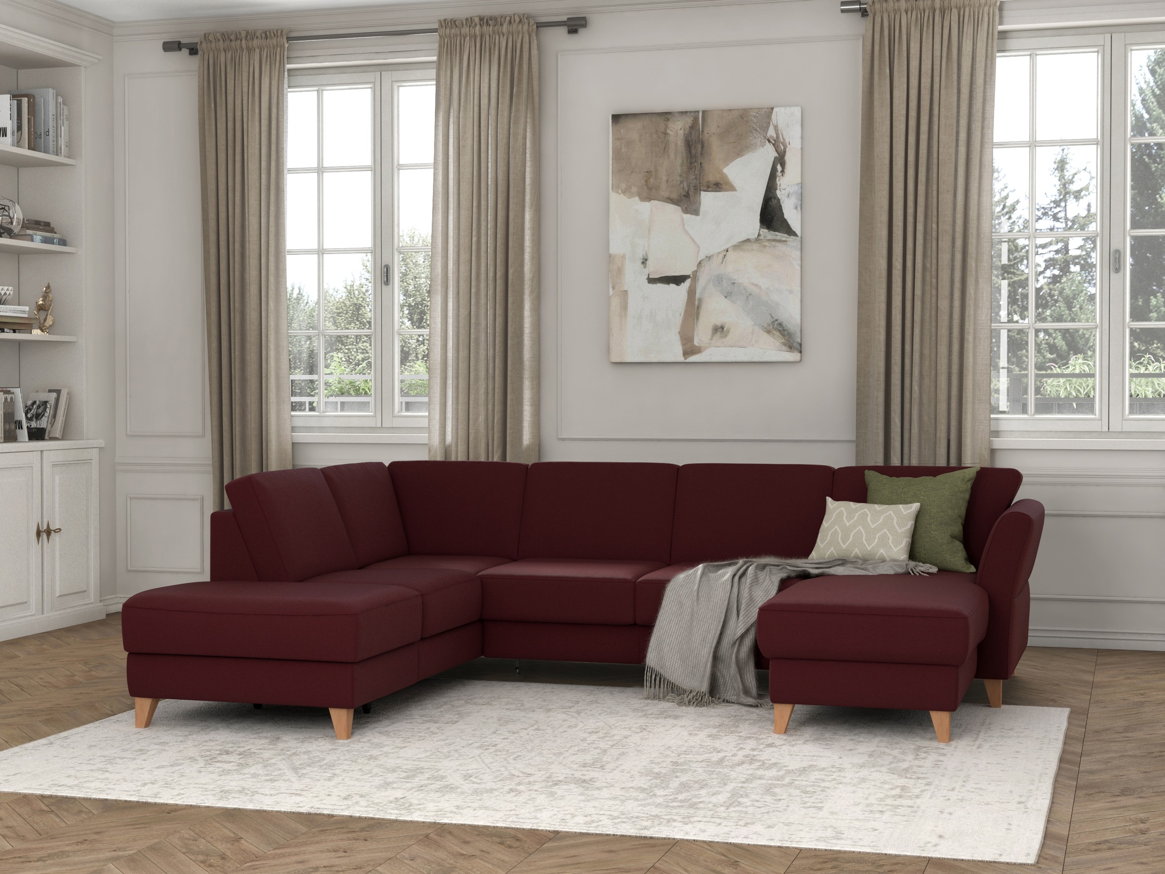 sit&more Wohnlandschaft »Visby U-Form«, wahlweise mit Bettfunktion und Stauraum, frei im Raum stellbar