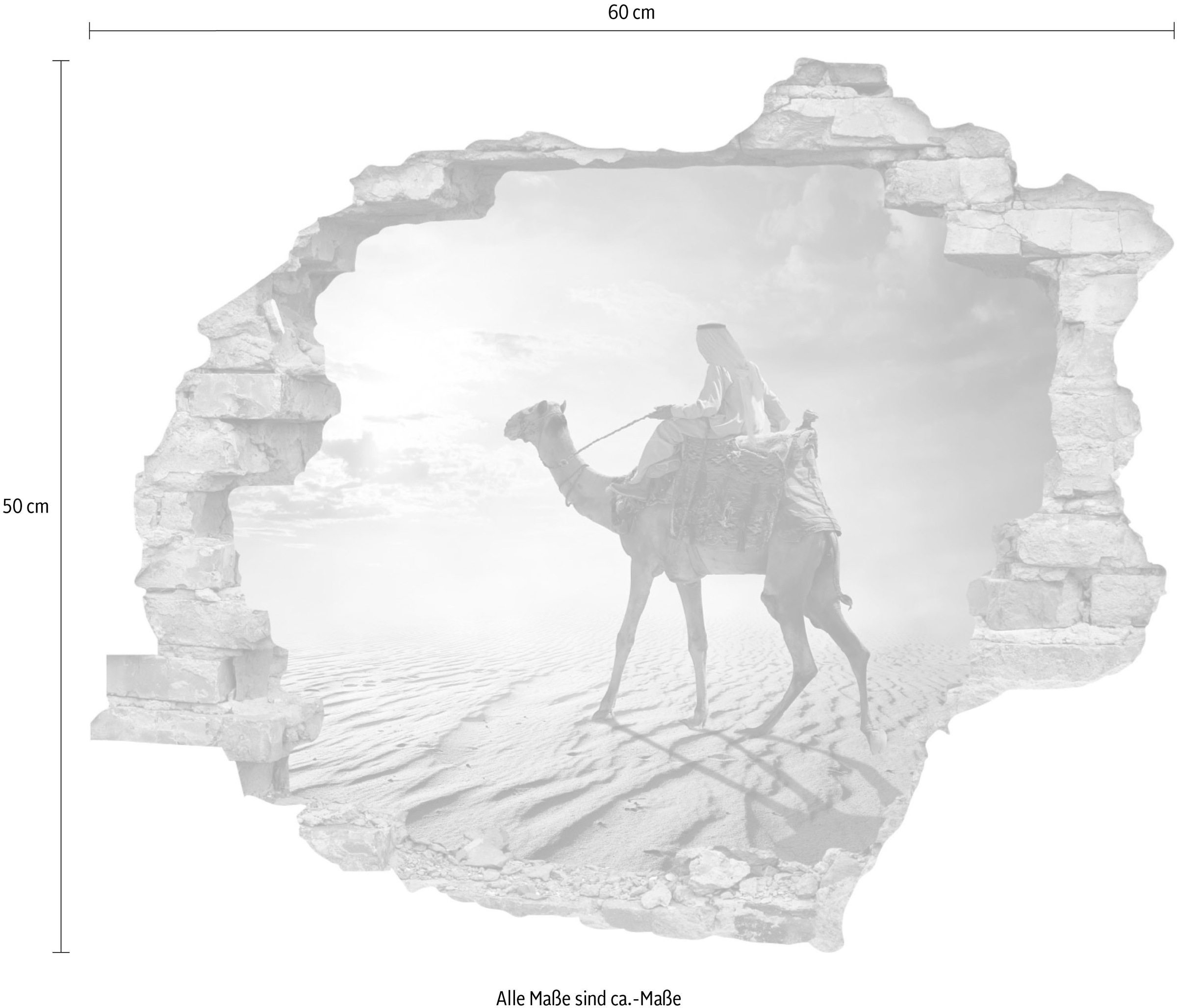 queence Wandtattoo »Kamelreiter« Wandsticker, Wandbild, selbstklebend, 3D, Wanddurchbruch