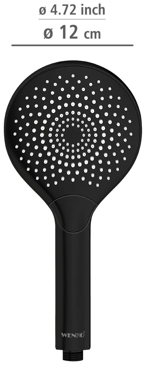 WENKO Handbrause »Watersaving«, (1 tlg.), Schwarz matt, Ø 12 cm