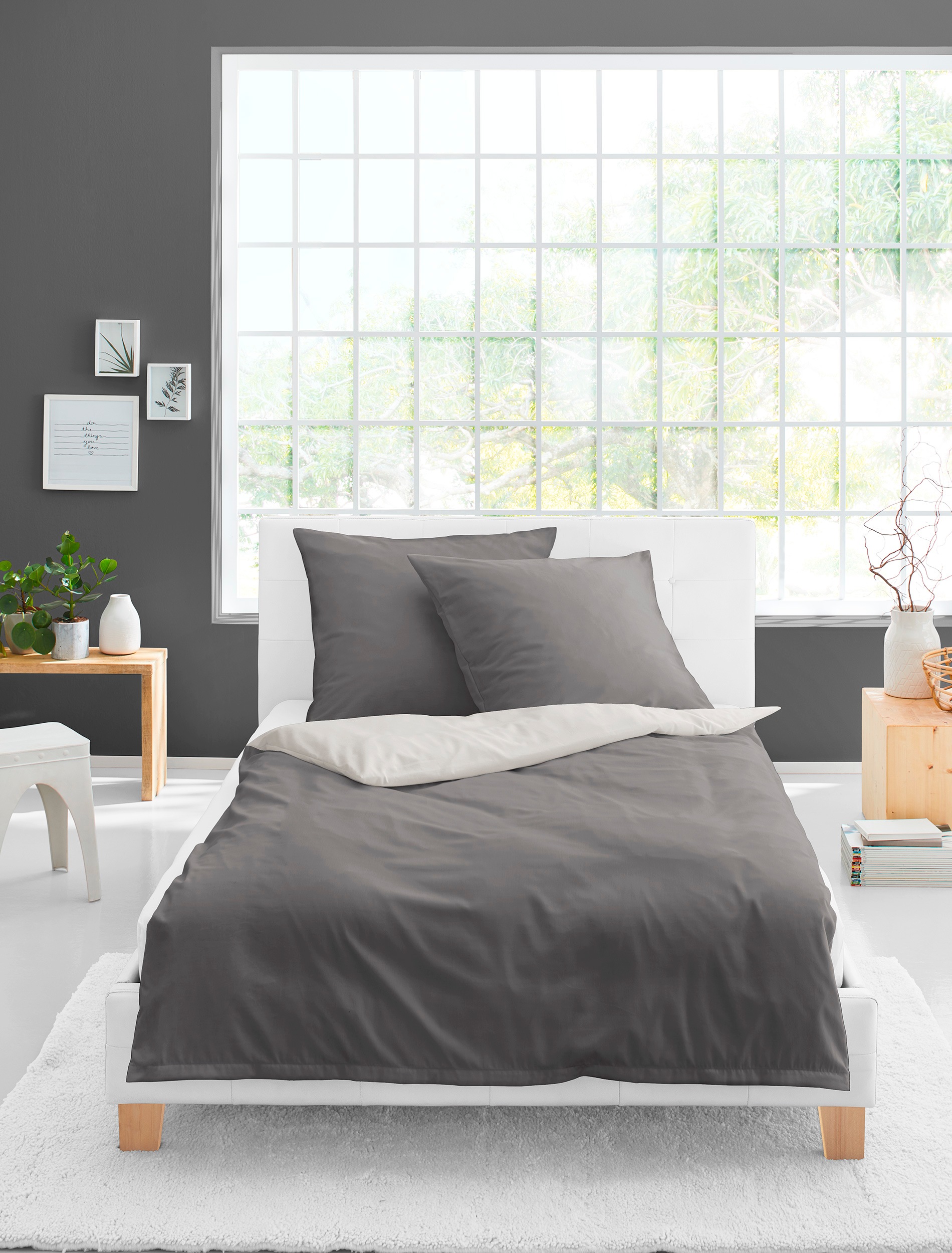 BIERBAUM Wendebettwäsche »Modern Uni in Gr. 135x200 oder 155x220 cm«, Moder günstig online kaufen