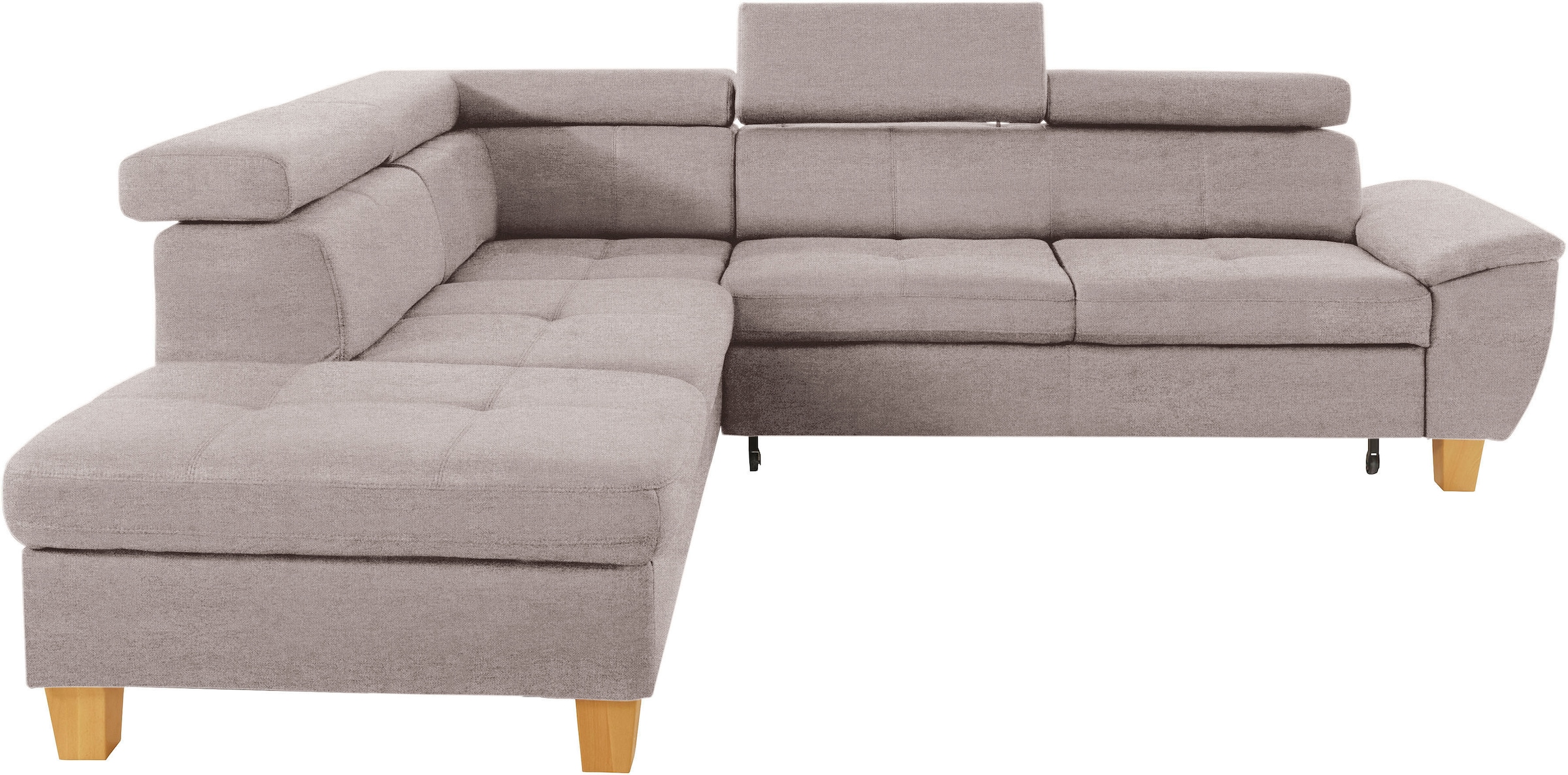 exxpo - sofa fashion Ecksofa »Enya, aufwendige Detailverarbeitung, hoher Sitzkomfort, bequem, L-Form«, mit Kopfteilverstellung, wahlweise Bettfunktion u. Bettkasten