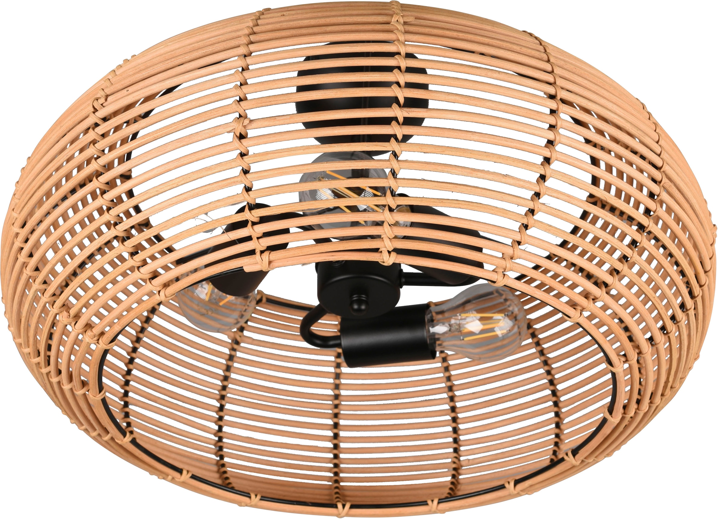 TRIO Leuchten Deckenleuchte »Inga«, 3 flammig, Leuchtmittel E27 | ohne Leuchtmittel, Deckenlampe aus Rattan in Korbgeflecht Optik, exkl 3xE27 Ø 50cm