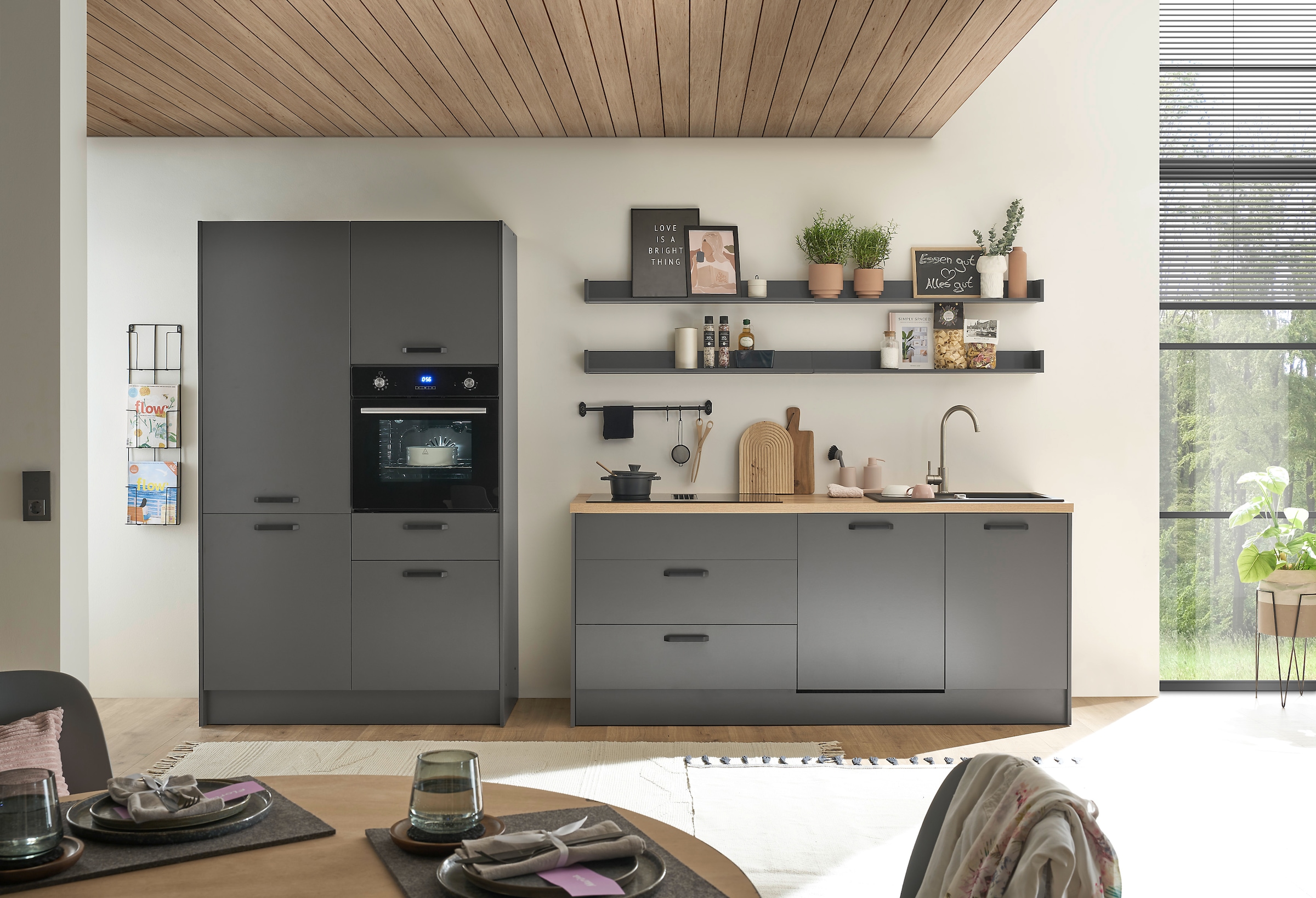 BASIC by Balculina Küchenzeile »Mykonos, Küchenzeile BxHxT 326x205x60«, Breite 326 cm, wahlweise mit E-Geräten, mit Softclose-Funktion