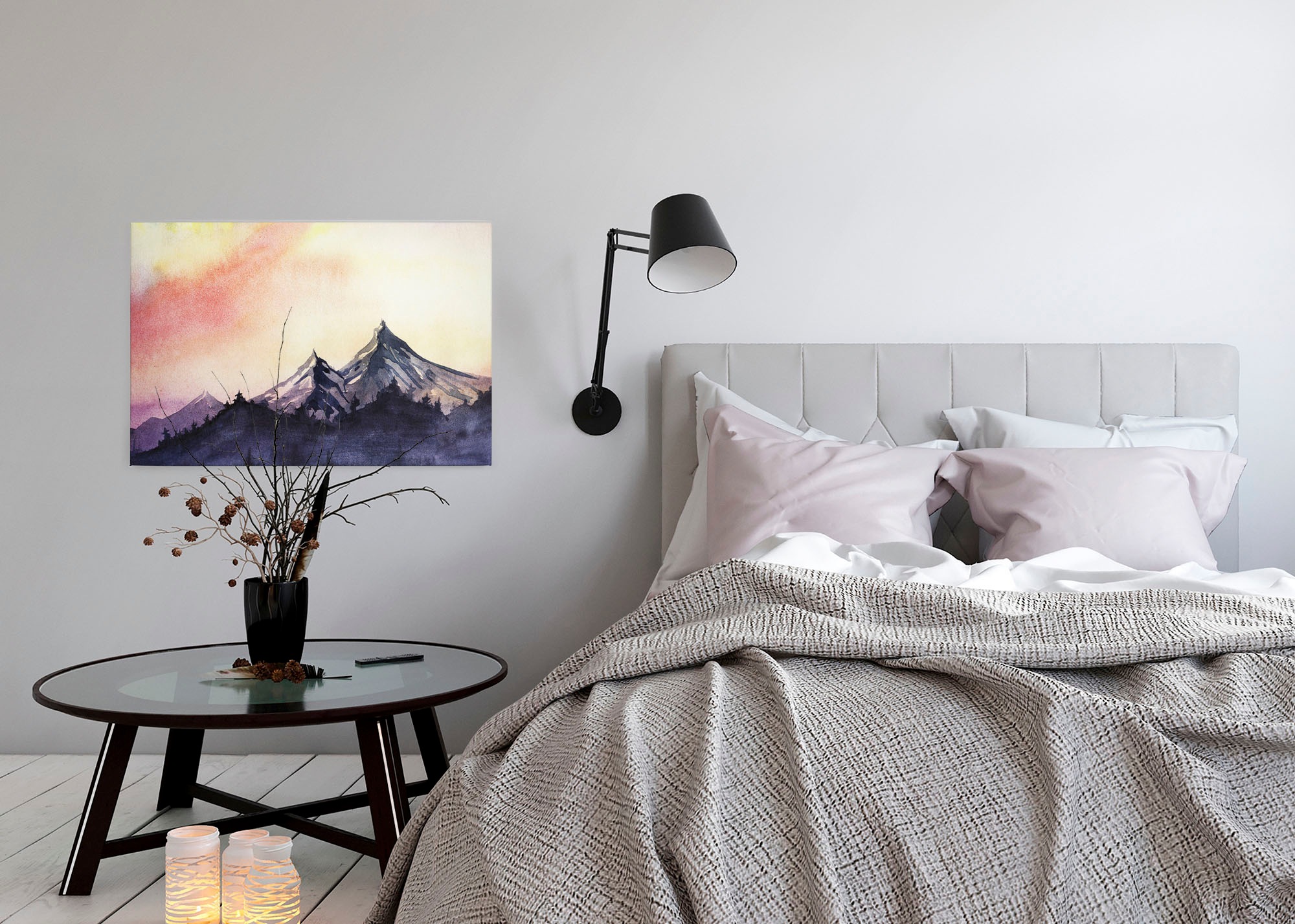A.S. Création Leinwandbild »Mountain Paint«, Kunst-Wald-Kinder, (1 St.), Berg Bild Landschaft Keilrahmen Leinwand-Bild Wohnzimmer modern Kinder