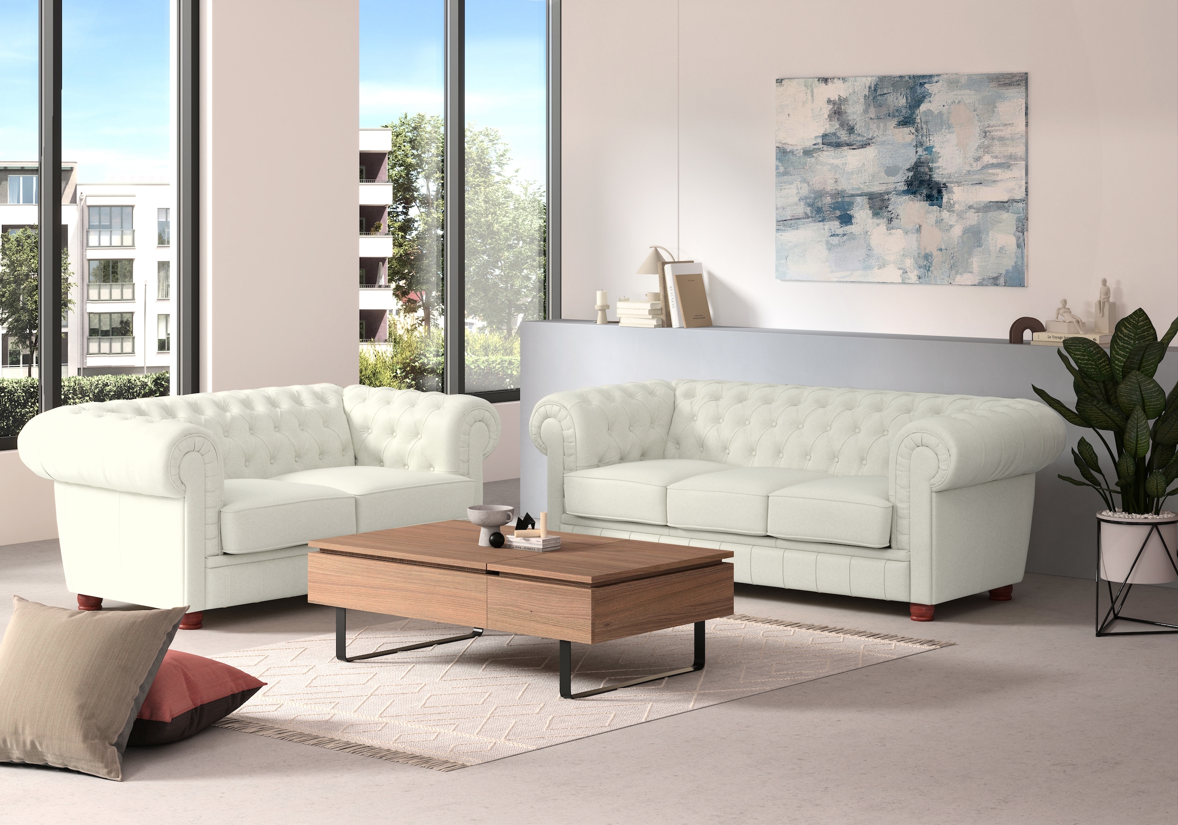 Max Winzer® Chesterfield-Sofa »Kent 2-Sitzer, edel und bequem, hochwertige Detailverarbeitung«, mit aufwendiger Knopfheftung, komfortable Armlehne, Breite 175 cm