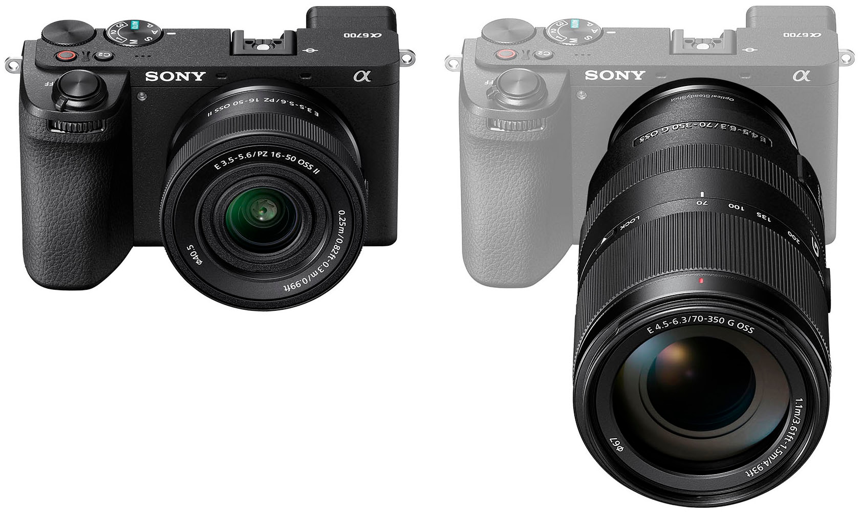 Sony Systemkamera »Alpha 6700« E PZ 16–50mm F3.5–5.6 OSS , E 70–350mm F4.5–6.3 G OSS , 27 , Bluetooth , inkl. Sony Alpha 6700G spiegellose APS-C-Kamera für Wildlife-Aufnahmen