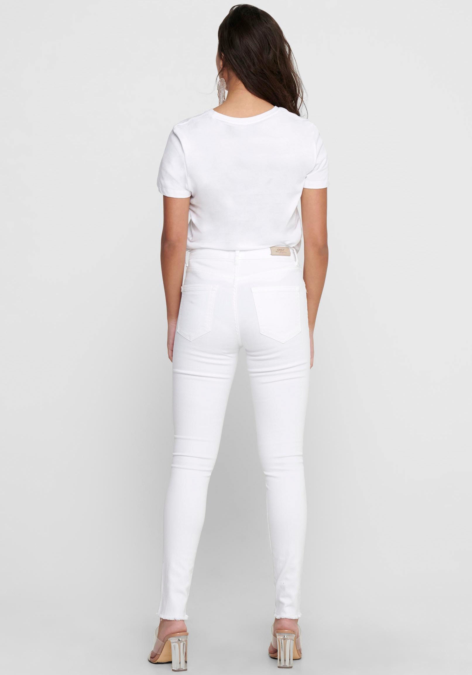 ONLY Ankle-Jeans »ONLBLUSH MID SK RW ANK DNM REA0730 NOOS«, mit leicht ausgefranstem Beinabschluss