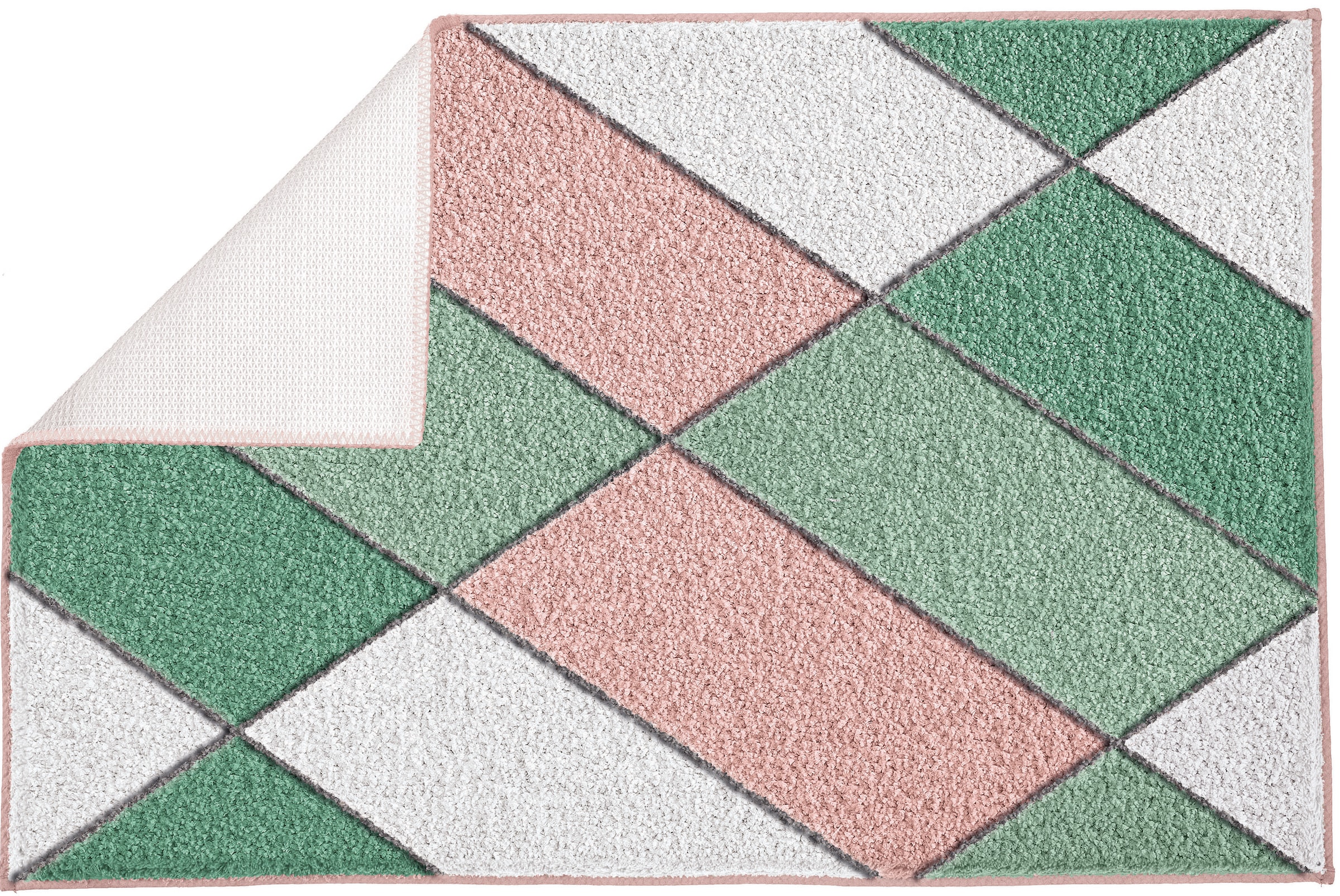 Kleine Wolke Badematte »Ayana«, rutschhemmend beschichtet, fußbodenheizungsgeeignet, Badteppich, modernes Rauten Design, leichter Hoch-Tief Effekt