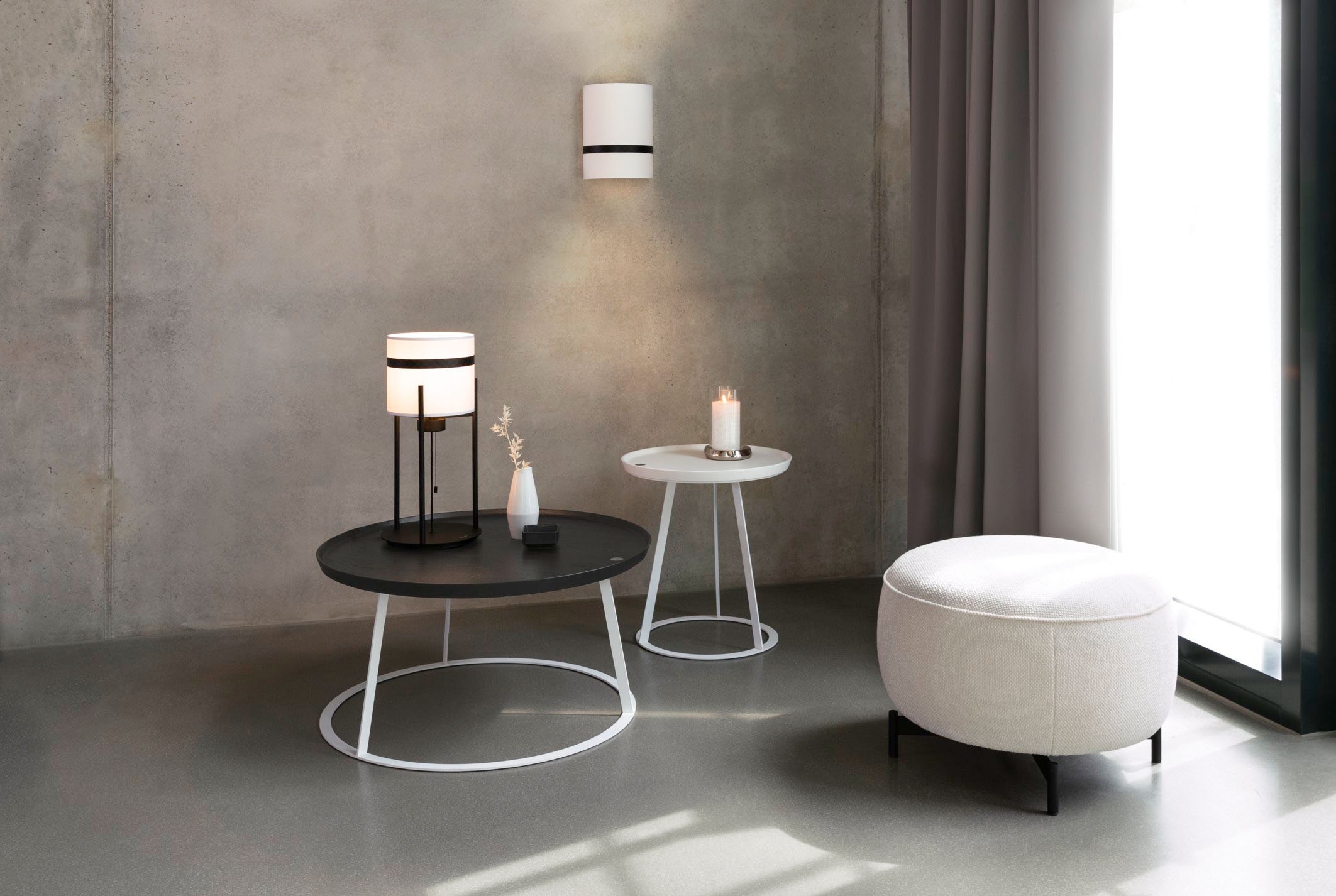 JOOP! Tischleuchte »ROUND LIGHTS«, Leuchtmittel E27 | ohne Leuchtmittel, mit rundem Textil-Leuchtenschirm und eingelassenem Metall-Dekorband