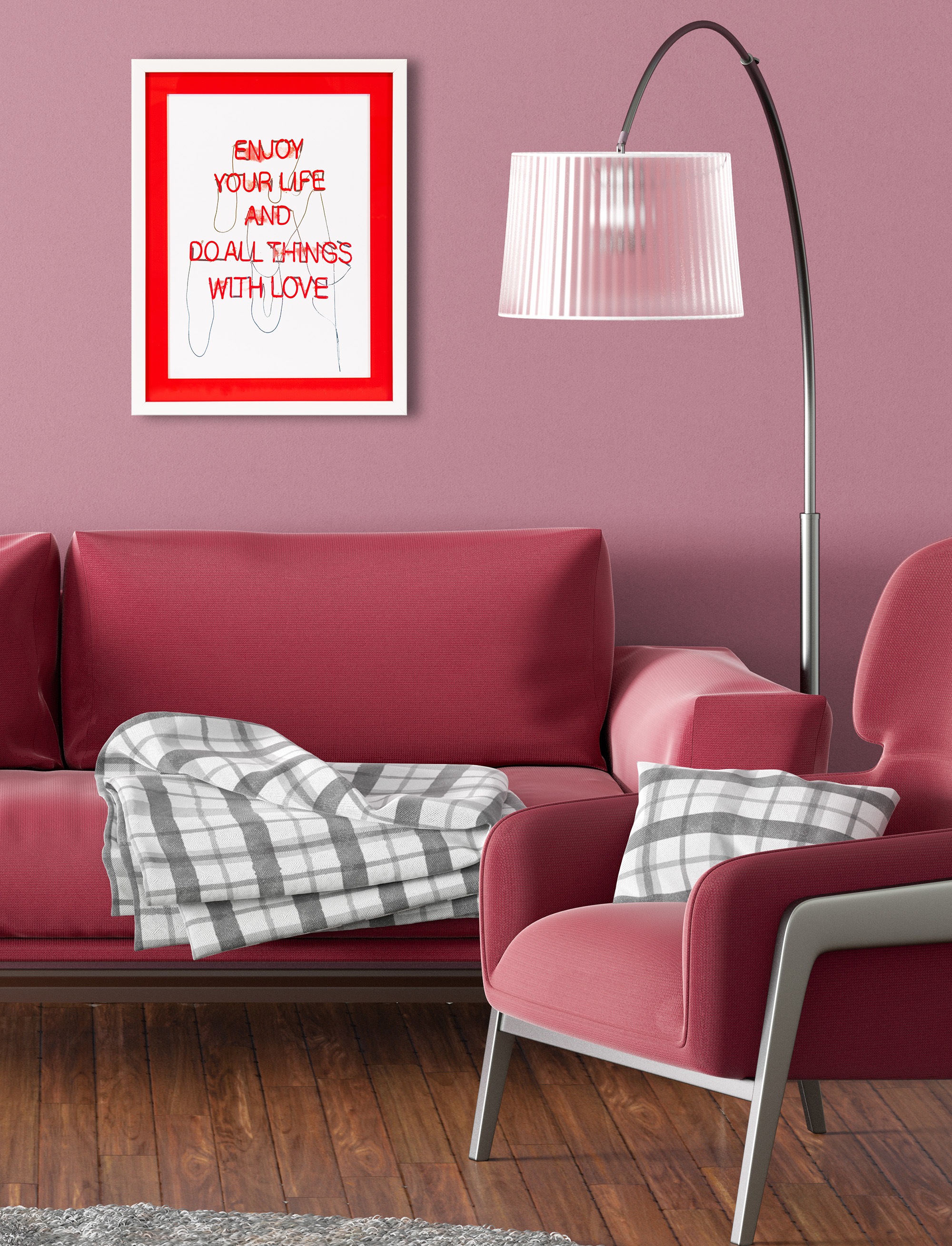 Bild mit Rahmen QUEENCE "Liebe, Spruch, Sprüche", rot (farbe rahmen: weiß, farbe bild(er): rot), B:40cm H:50cm T:2cm