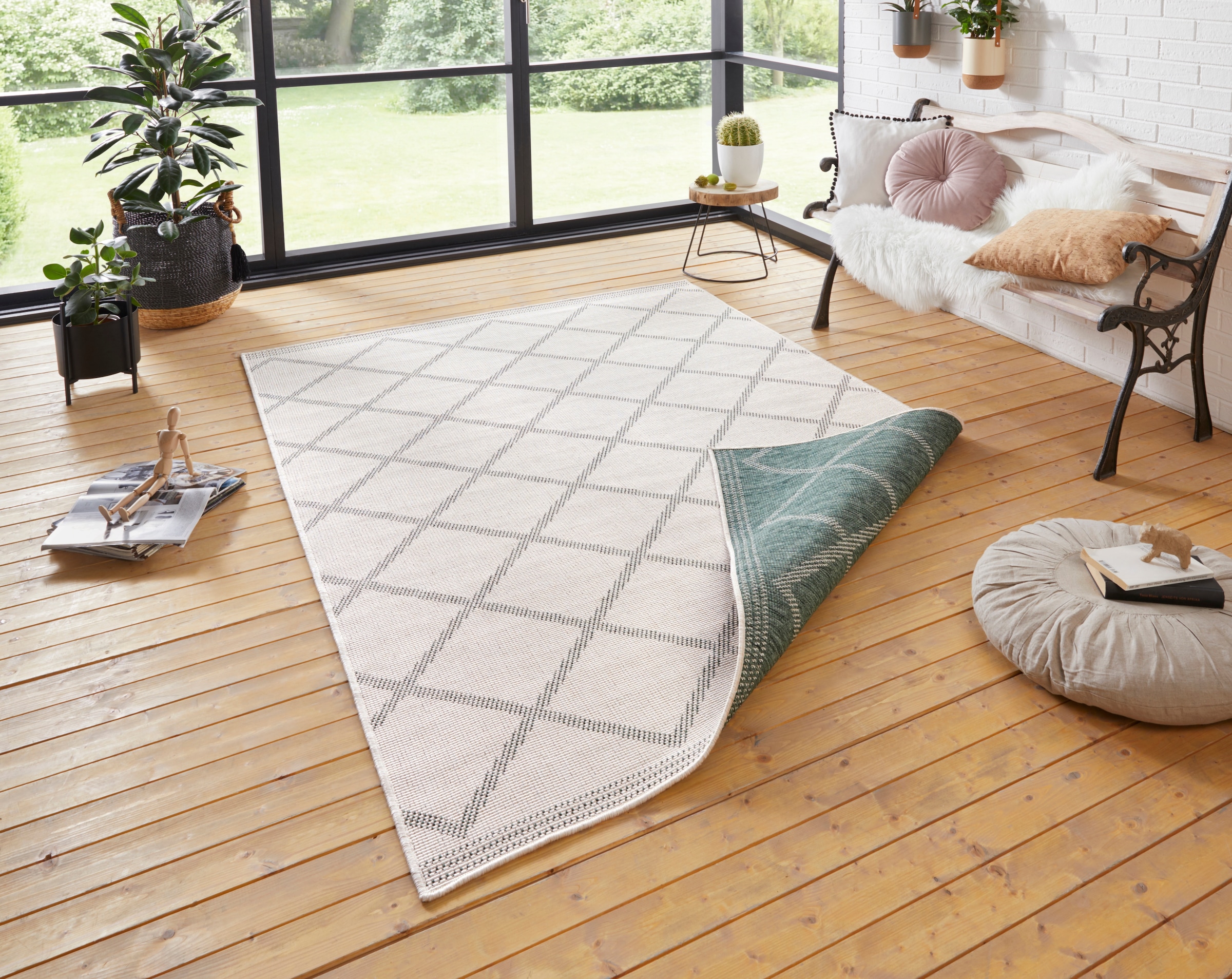 NORTHRUGS Teppich »Corsica Wendeteppich«, rechteckig, 5 mm Höhe, In-& Outdoor, Wetterfest, Balkon, Läufer, Wohnzimmer, Wasserfest
