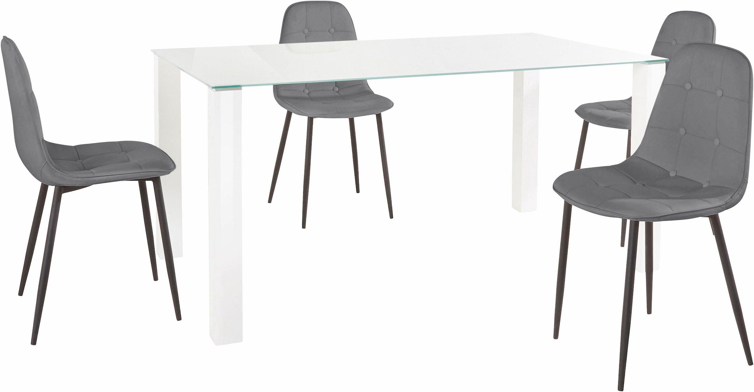 INOSIGN Essgruppe, (Set, 5 tlg.), mit Glastisch, Breite 160 cm