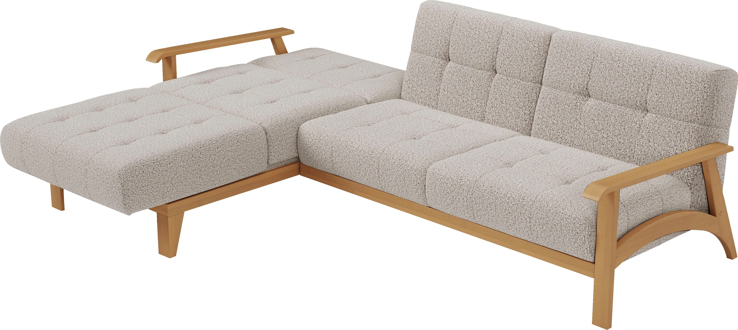 sit&more Ecksofa »Billund L-Form«, Armlehnen aus eichefarbigem Buchenholz, verschiedene Bezüge und Farben