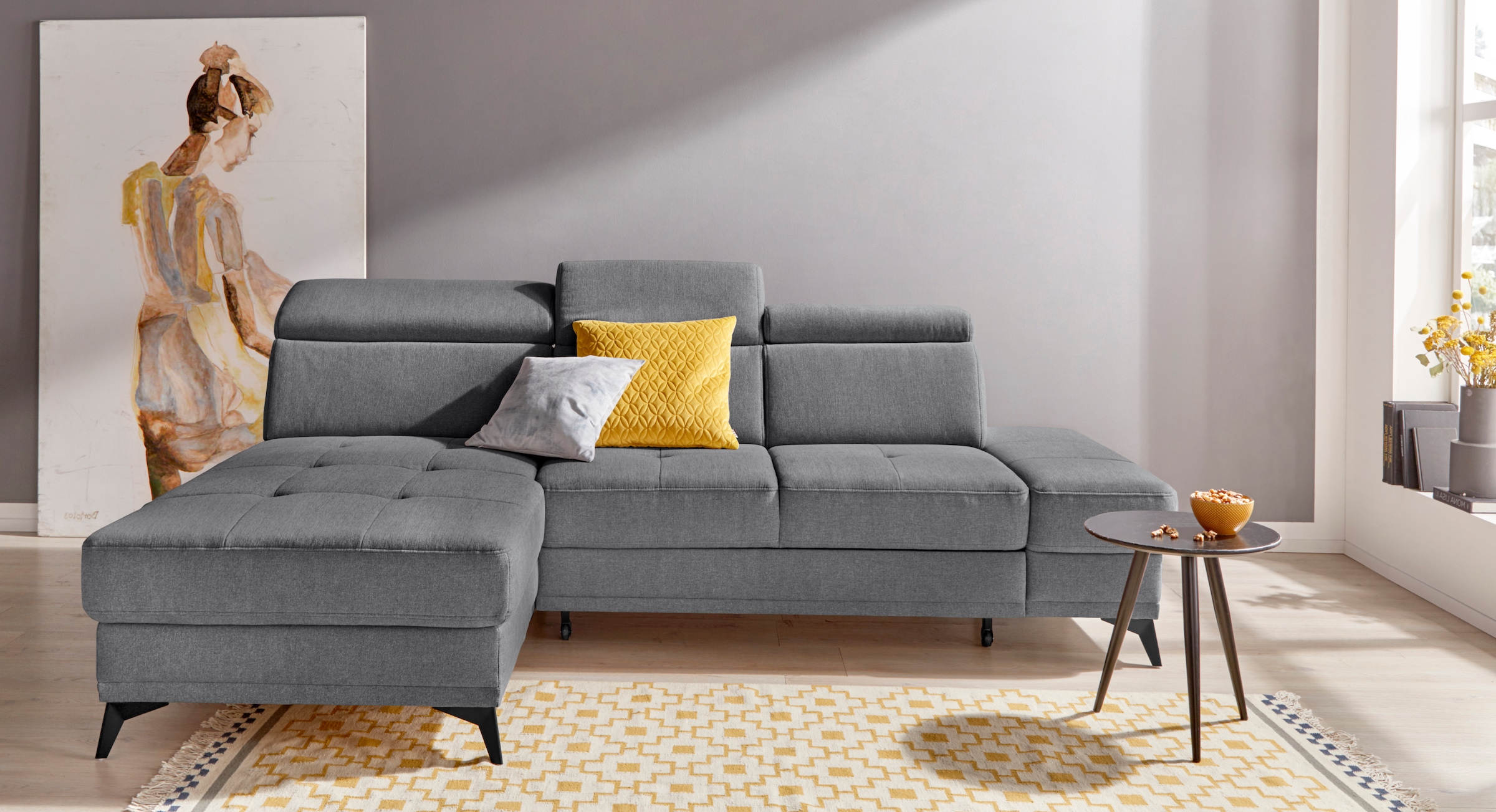 Home affaire Ecksofa »Cardiz L-Form« inkl.Kopfteilverstellung und Federkern günstig online kaufen