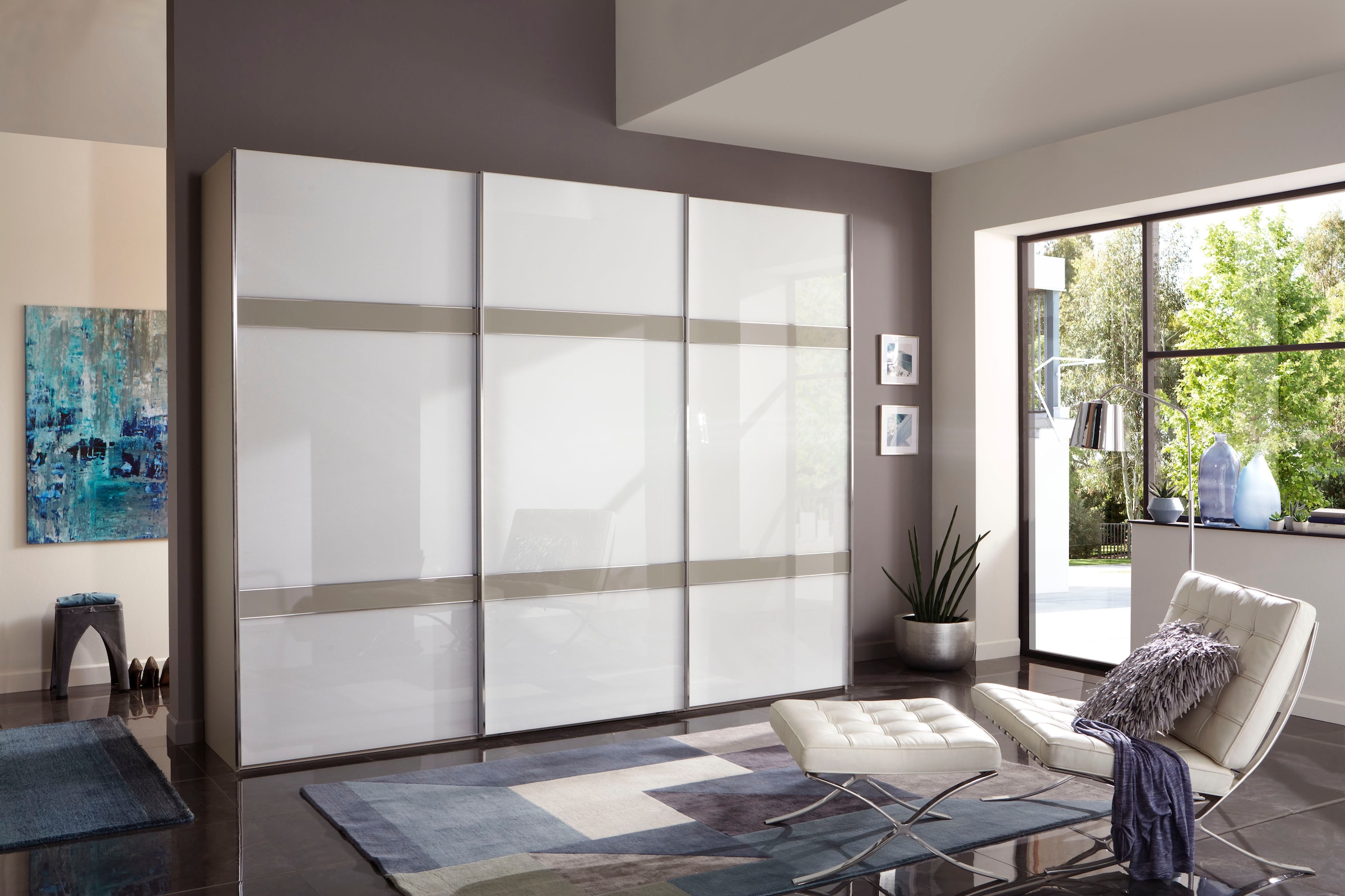 WIEMANN Schwebetürenschrank »Rialto«, hochwertige Glasfront mit Querriegeln