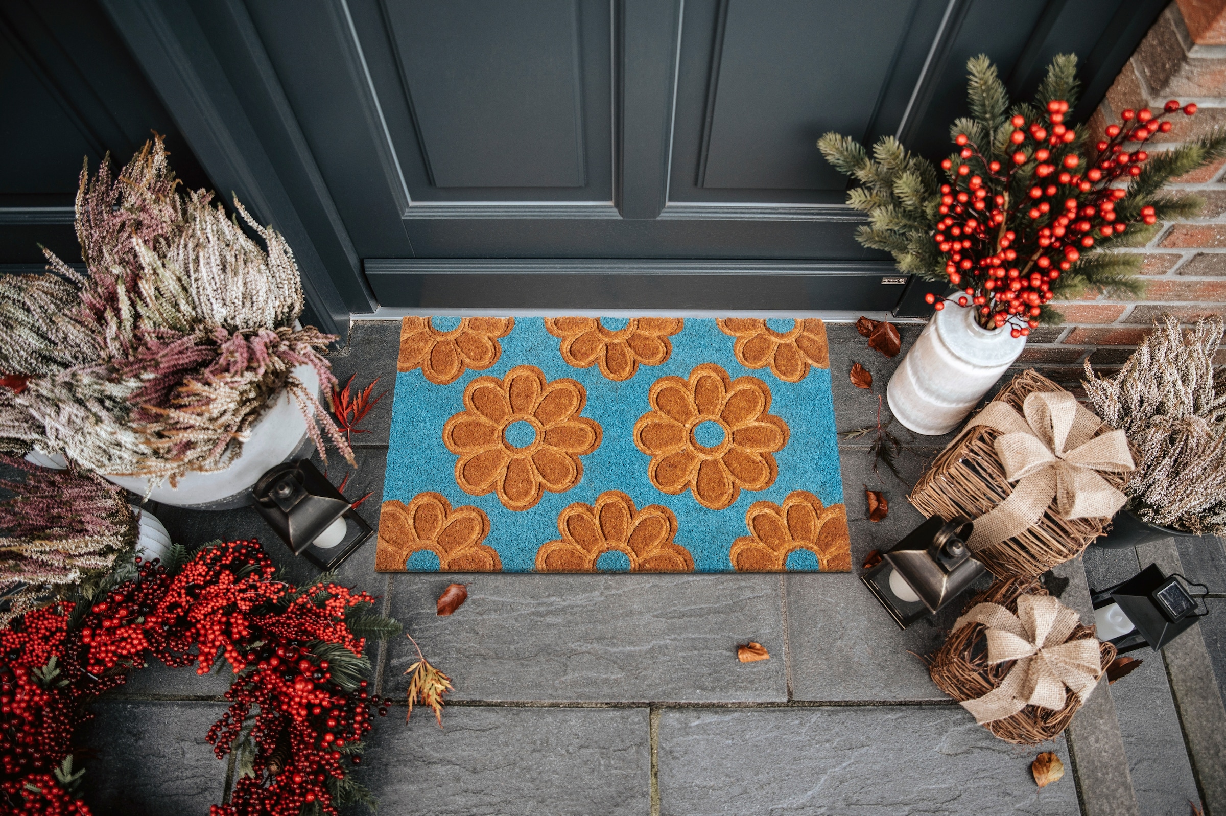 HANSE Home Fußmatte »Mix Mats Kokos Flowers, Türmatte«, rechteckig, 15 mm Höhe, Strapazierfähig, pflegeleicht, robust, wetterfest, UV-beständig