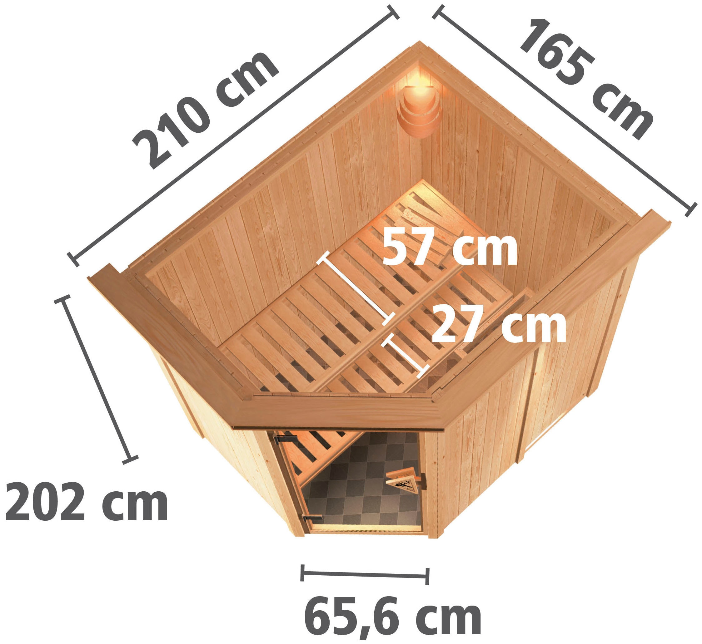 Karibu Sauna »Cellin«, 3,6-kW-Plug & Play BIO-Ofen mit ext. Steuerung