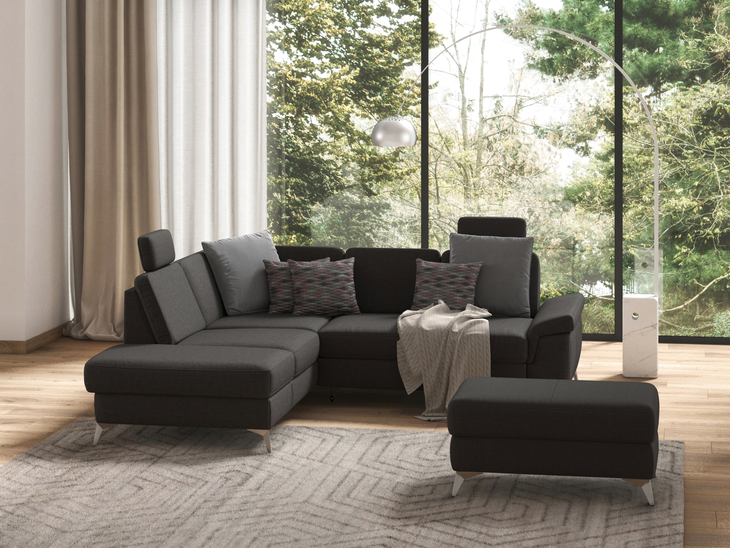 sit&more Ecksofa »Padua L-Form«, inklusive Sitztiefenverstellung, Armteilfunktion und Federkern