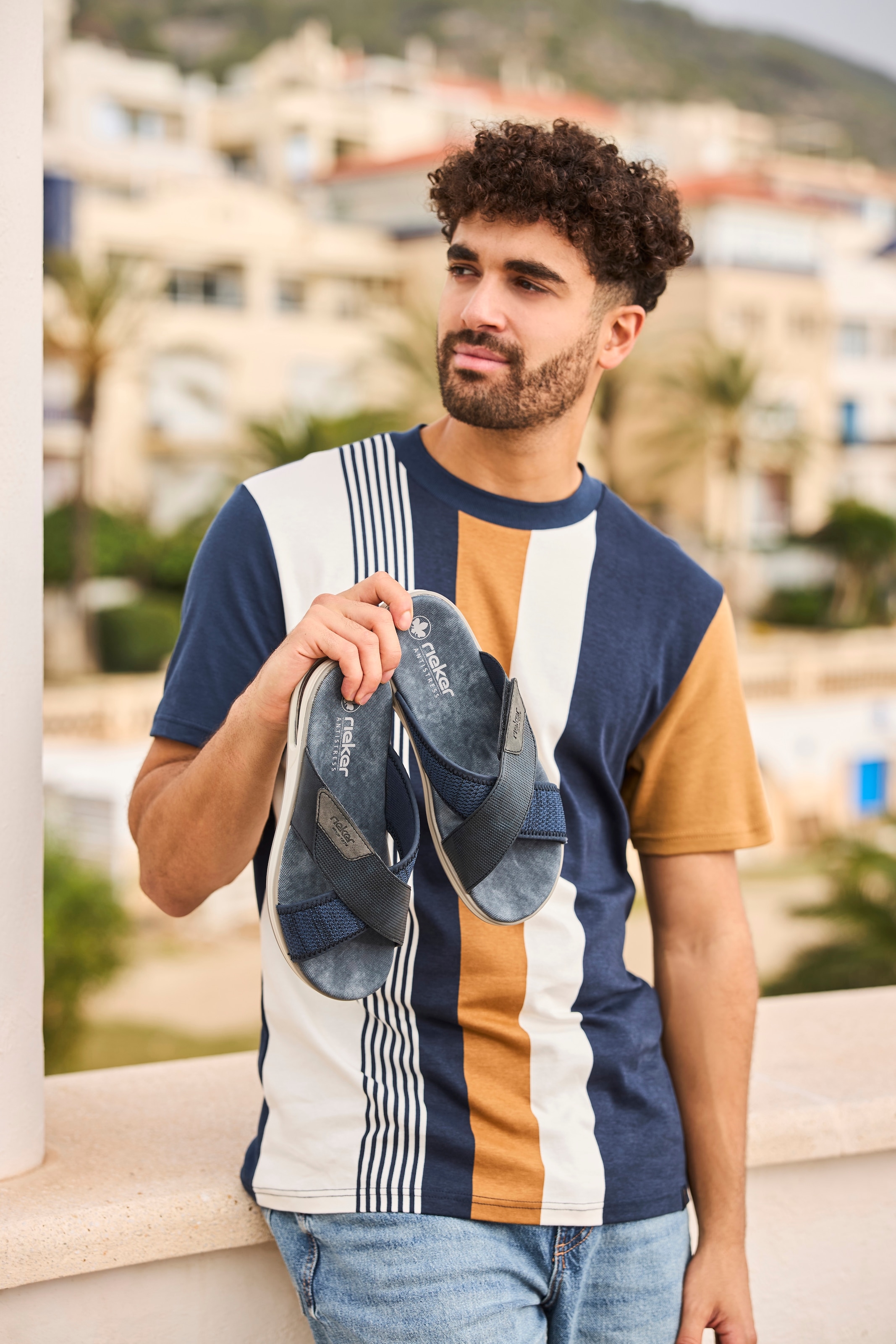 Rieker Pantolette, Sommerschuh, Strandschuh, Schlappen, Hausschuh mit Klettverschluss