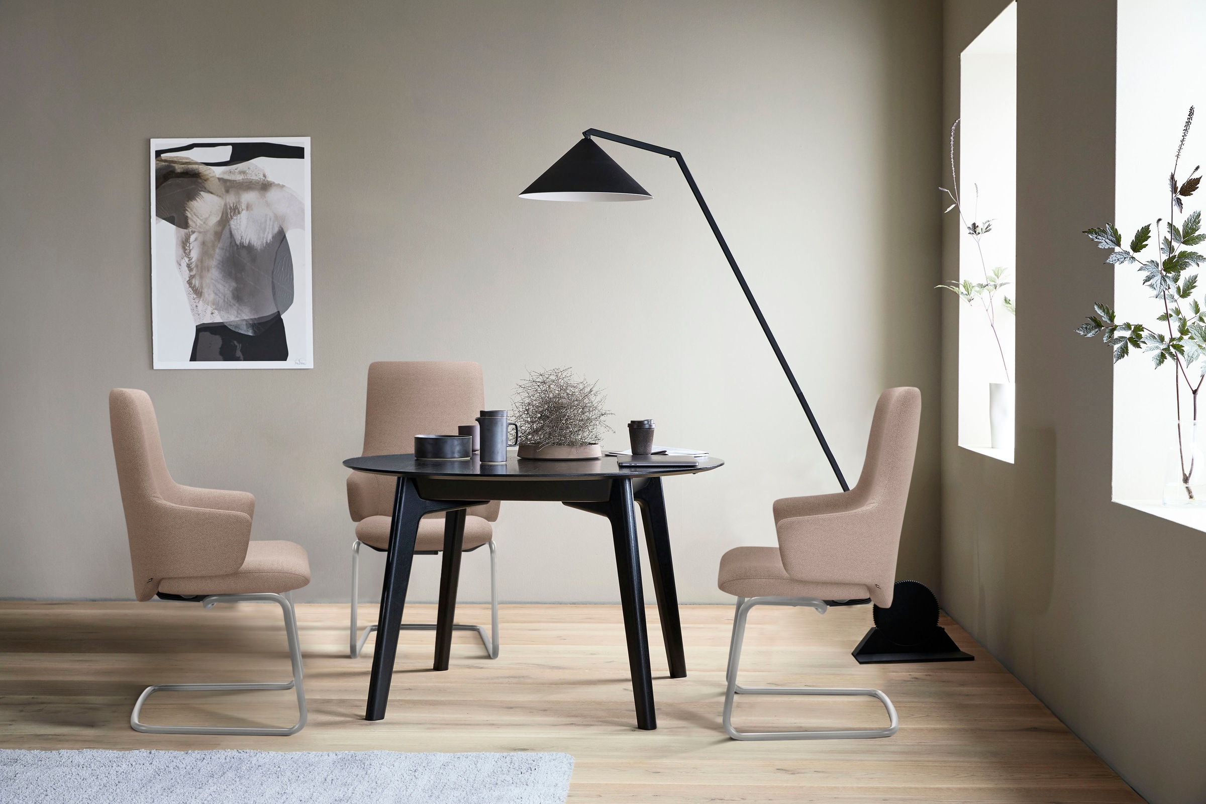 Stressless® Polsterstuhl »Laurel«, ROHLEDER Stoff Q2 FARON, High Back mit Armlehne, Größe L, mit Beinen aus Stahl in Chrom