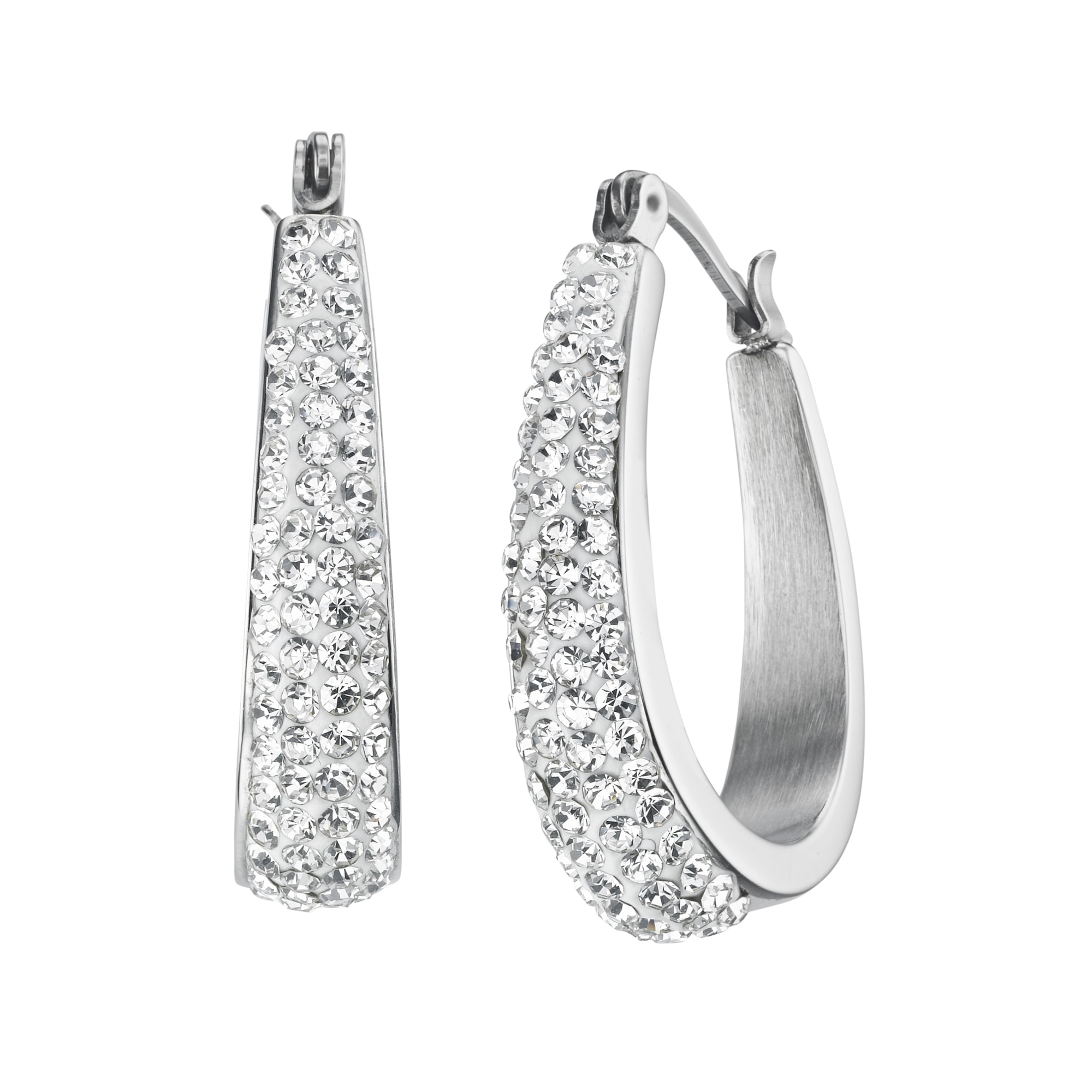 Firetti Paar Creolen »Schmuck Geschenk Edelstahl Ohrschmuck Ohrringe« mit Kristallstein (synth.)